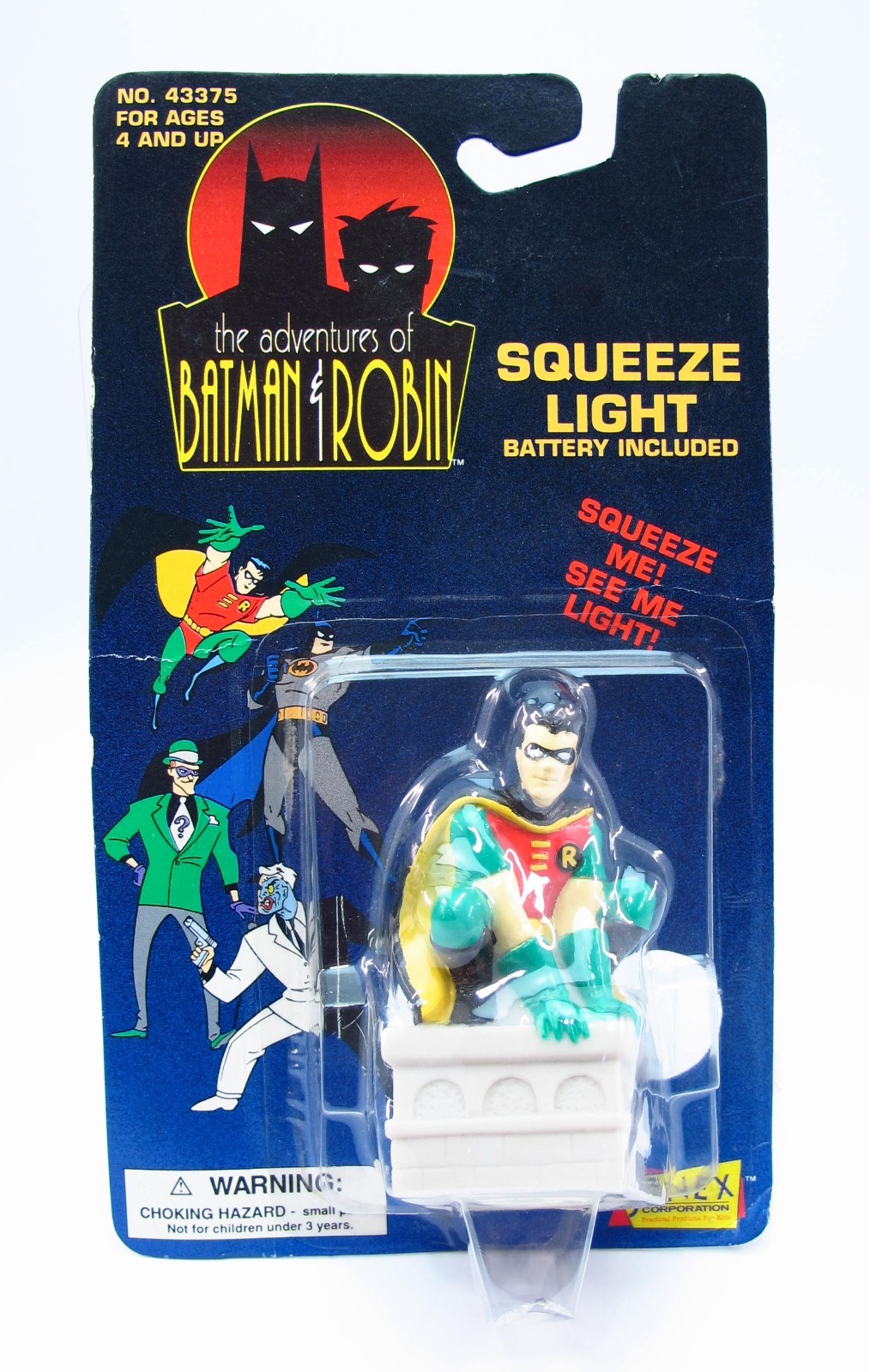 1995 Robin Squeeze Light Janex Adventures of Batman & Robin Carded Vintage