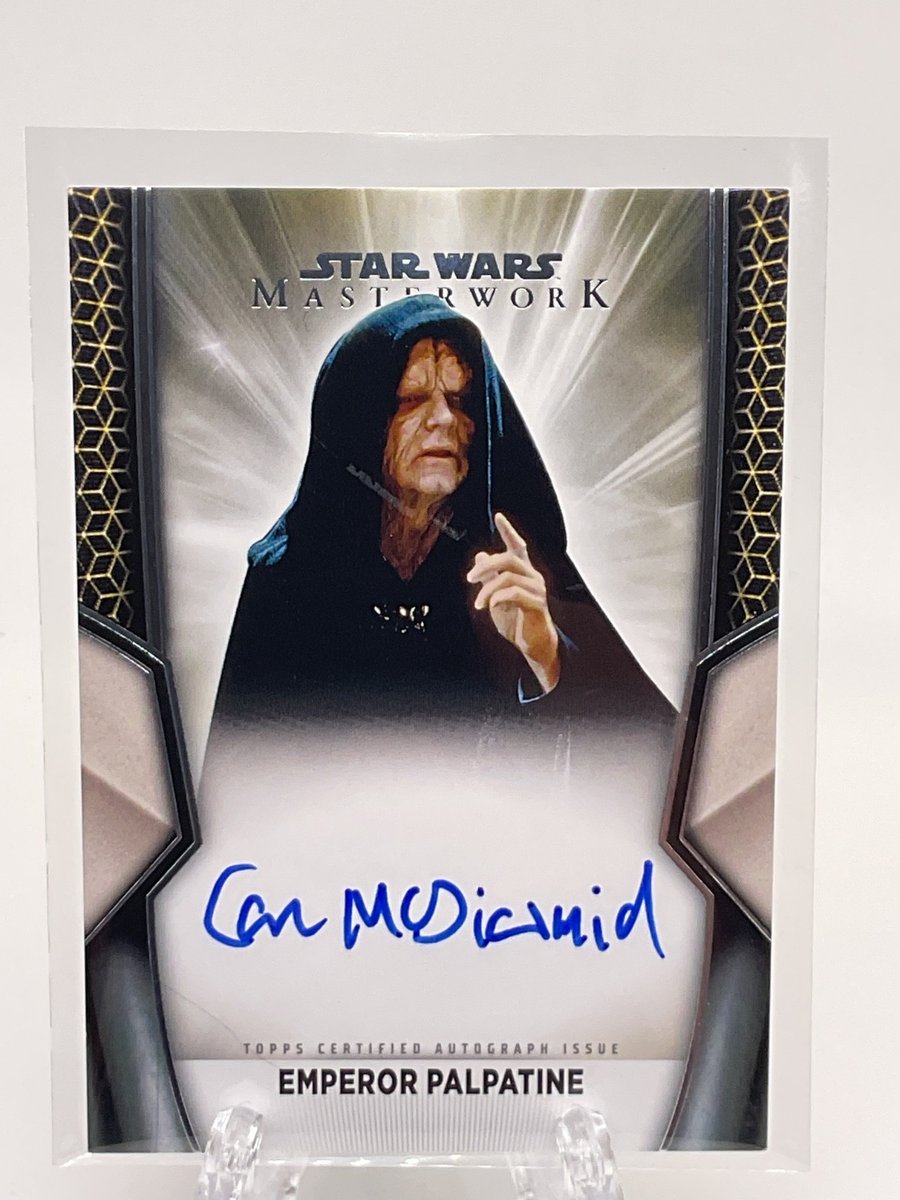 Capolavoro Topps Star Wars - Ian McDiarmid nei panni dell'imperatore Palpatine sulla carta Auto