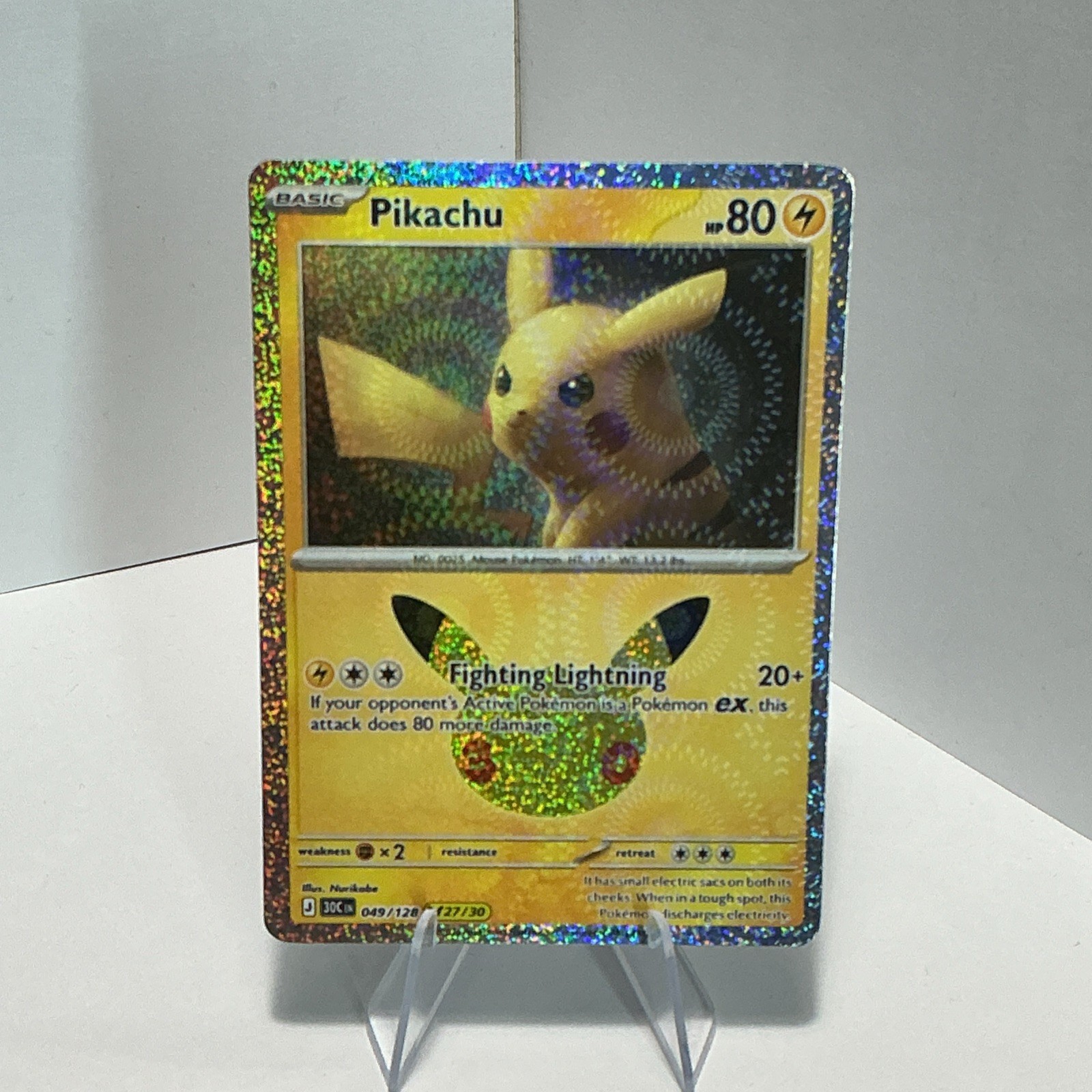 Pikachu 049/128 27/30 30th Celebration Pokemon TCG English Holo 30th Anniversary