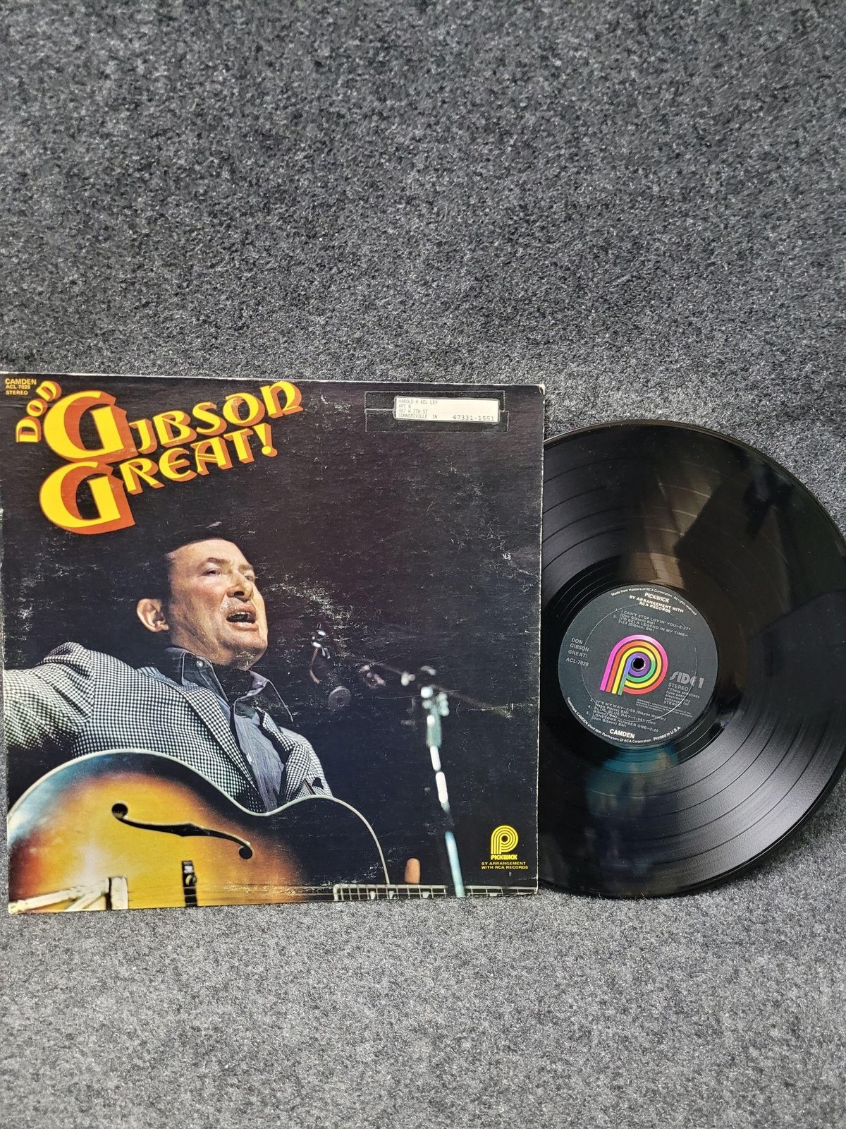 Vintage Don Gibson Great! Vinyl LP Camden ACL-7028 Pickwick Country 33 RPM
