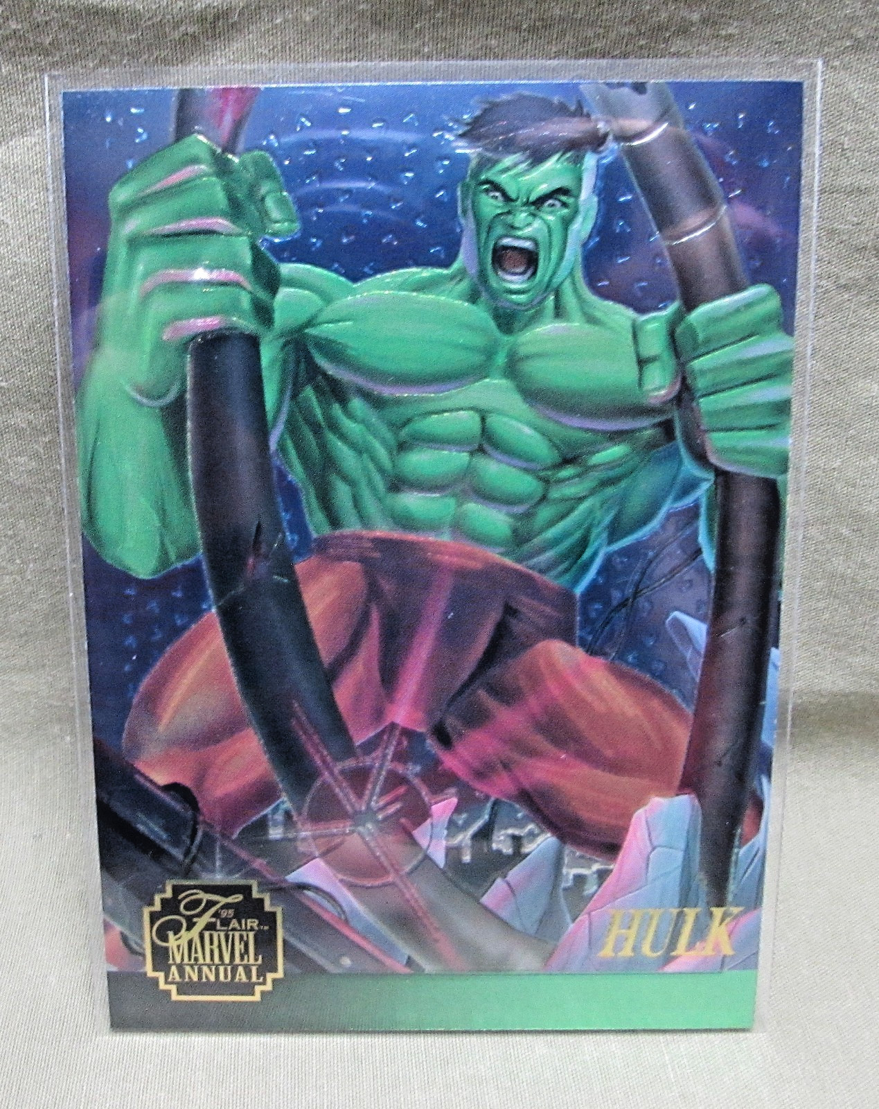 1995 FLAIR MARVEL ANNUALE CHROMIUM HULK CHASE CARD # 5 NM/M inserto Fleer
