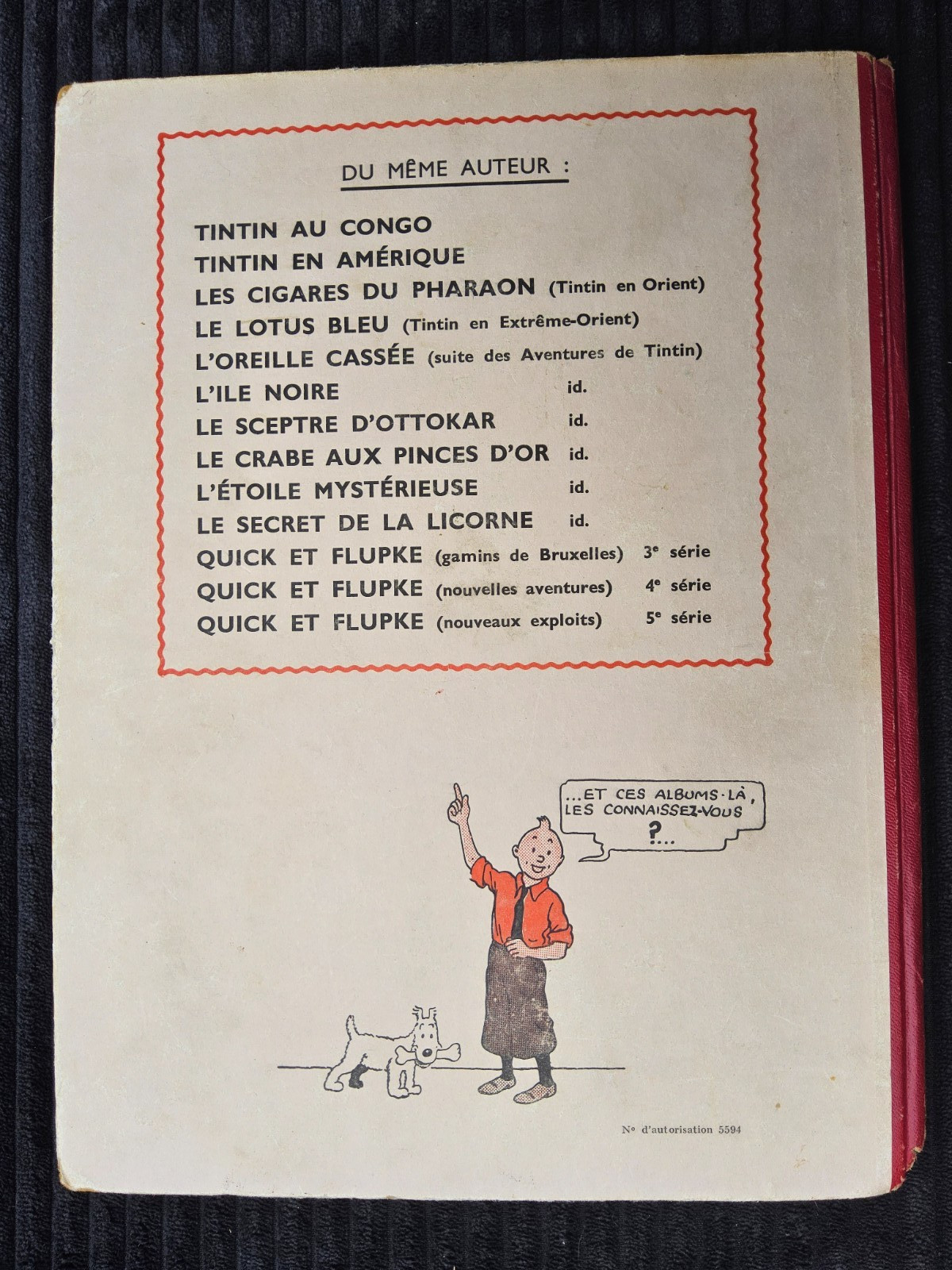 Tintin - Le Crabe Aux Pinces D’or - Ed Originale Couleurs A22  de 1943 - TBE