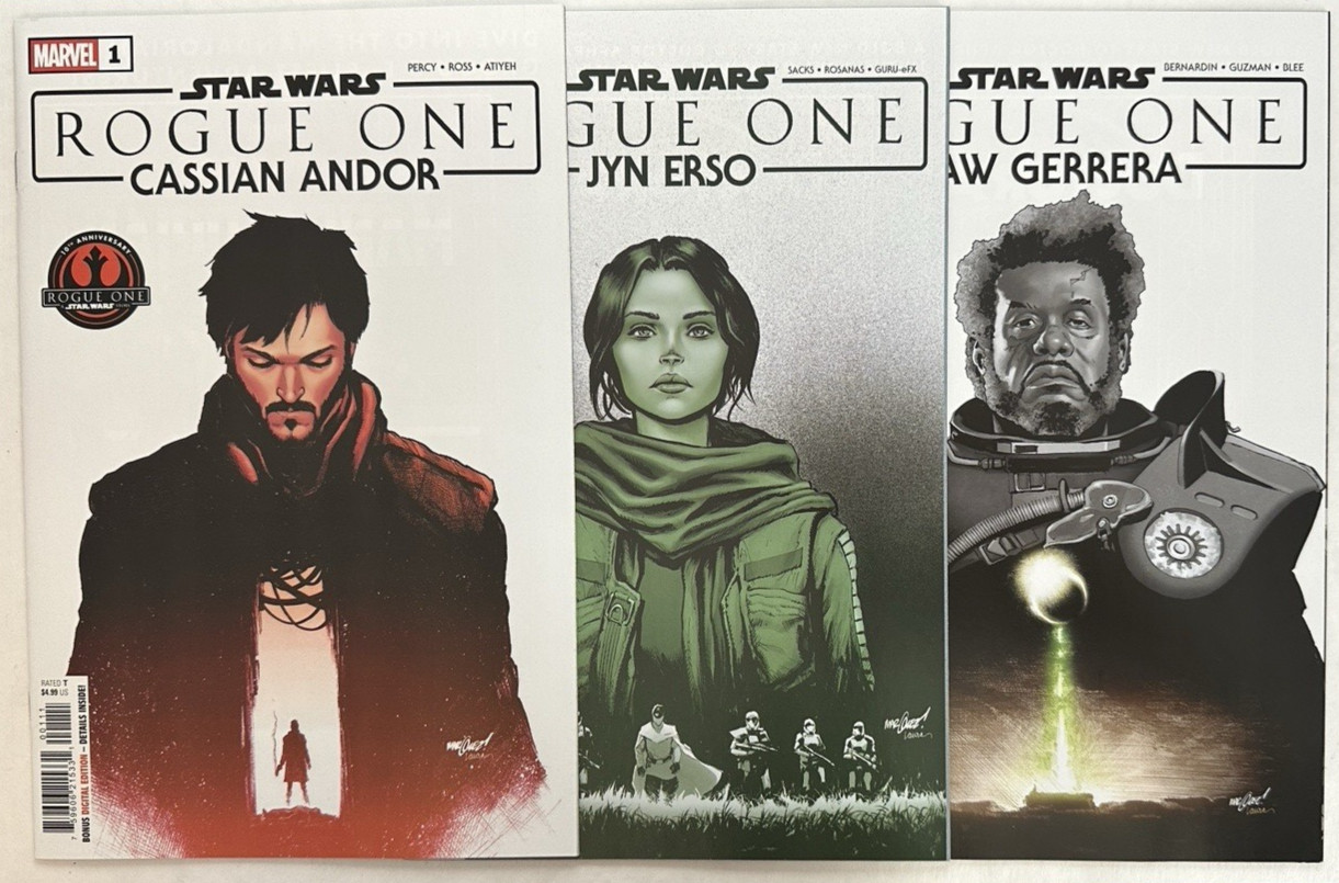 Star Wars Rogue One Cassian Andor, Jyn Erso, Saw #1's (2026 Marvel) NM Lot of 3