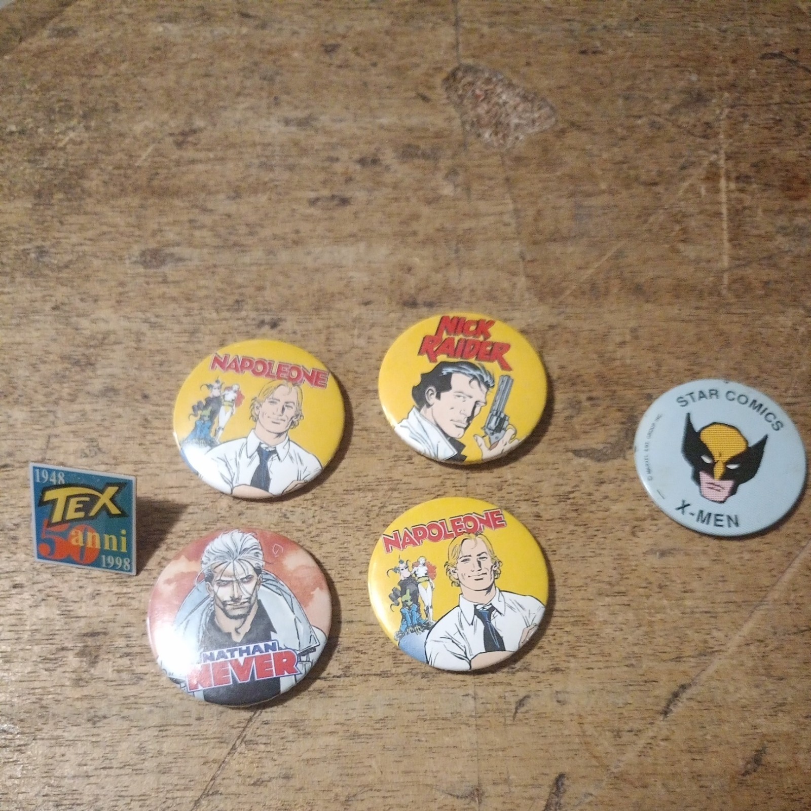 6 SPILLE NICK RAIDER tex Nathan never X men DIAMETRO 3,5 CM CIRCA