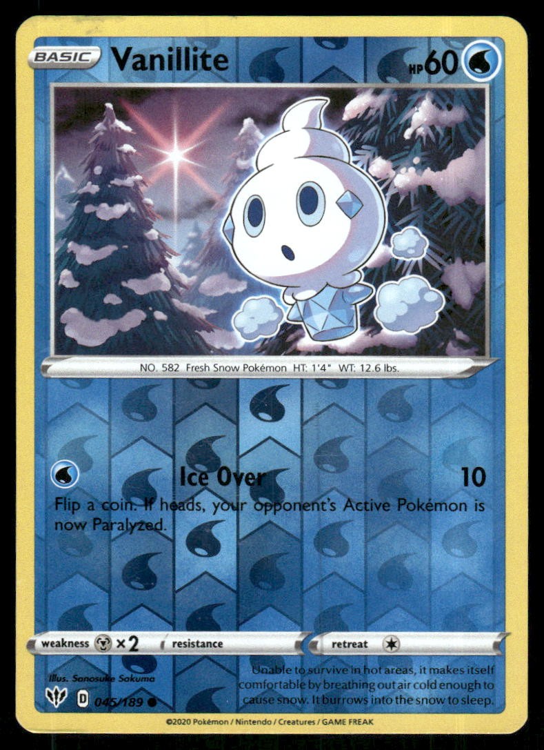 Vanillite 045/189 Oscurità Comune Incendio Pokemon Reverse Holo Near Mint