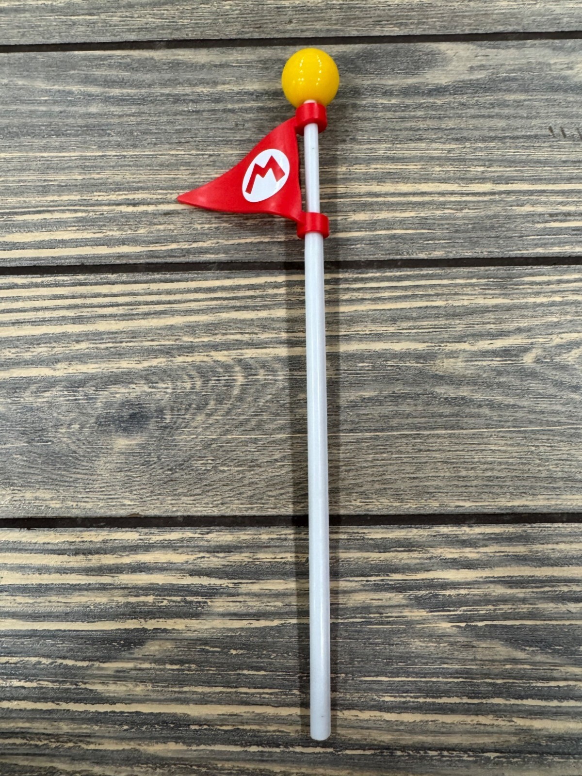 Super Mario Bros Flag Pole Toy With Red Flag & Yellow Ball