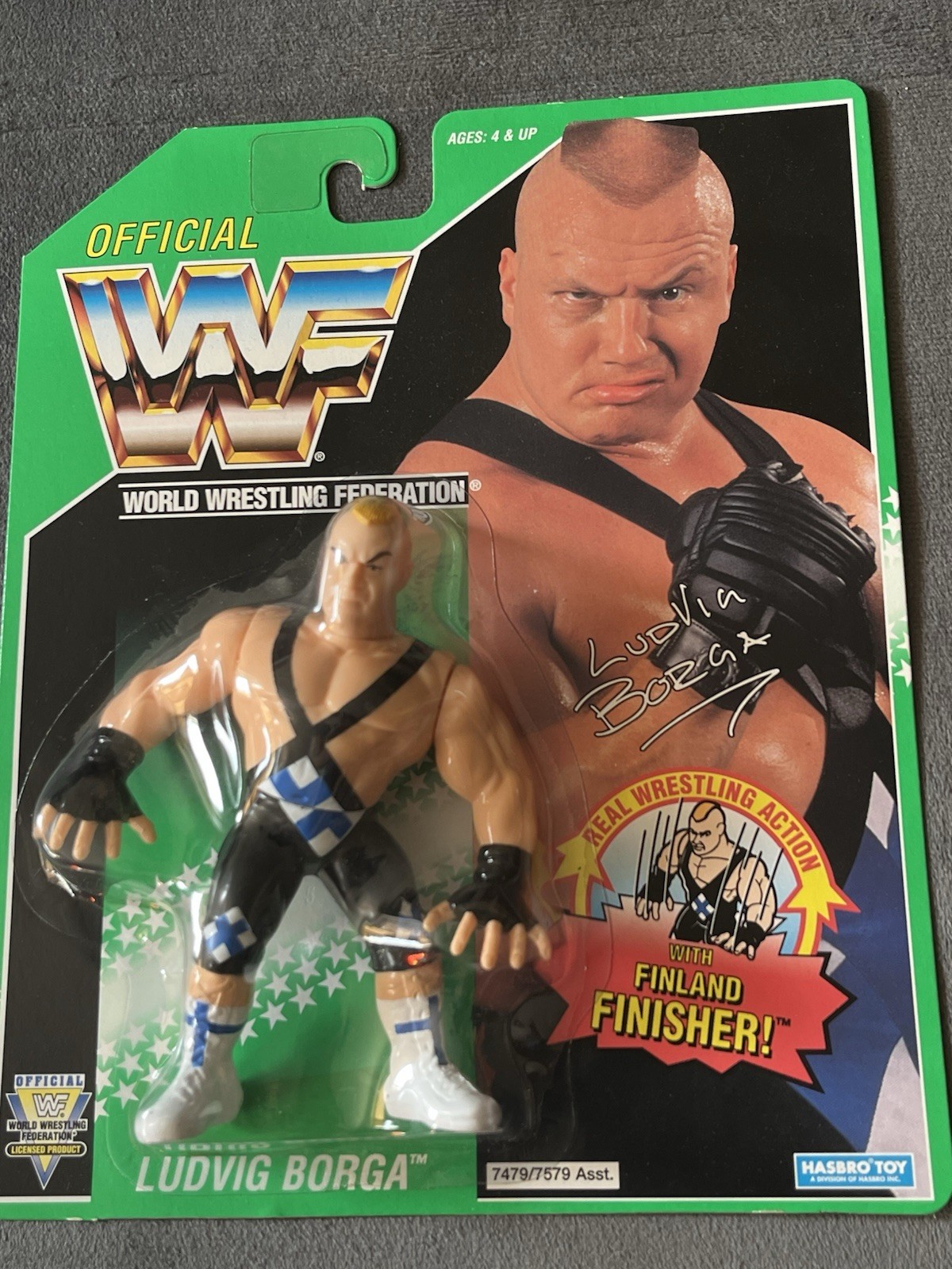 Figurina Ludvig Borga WWF Hasbro Serie 11 con protettore WWE Wrestling