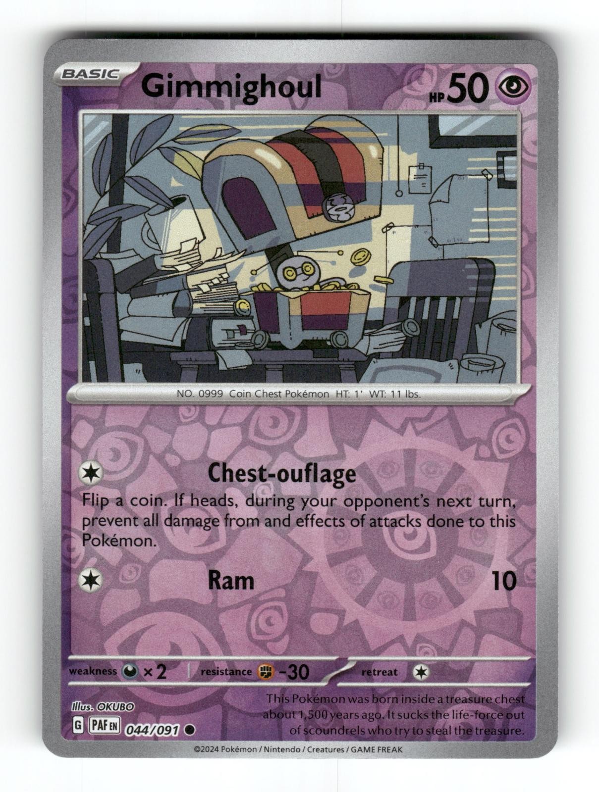 Gimmighoul 044/091 Common Paldean Fates Reverse Holo Near Mint