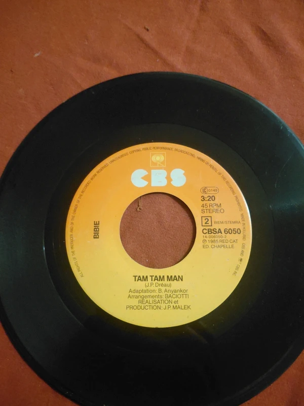 bibie tout doucement tam tam man vinyl 45 tours 1985 cbs Franse pop jaren 80