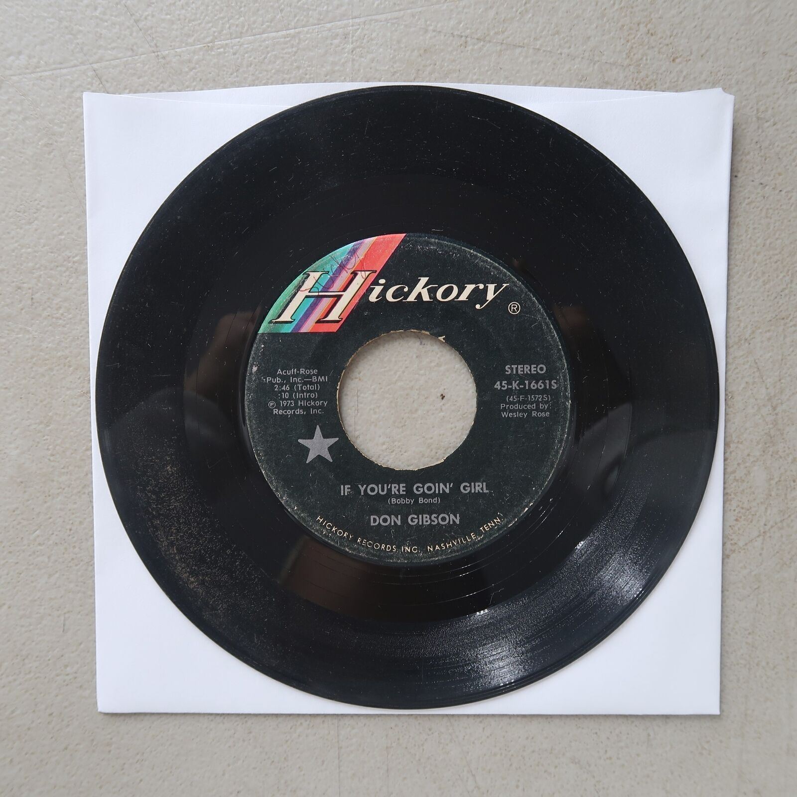DON GIBSON IF YOU'RE GOIN' GIRL/LONESOME NUMBER ONE HICKORY VINYL 45 VG 21-86
