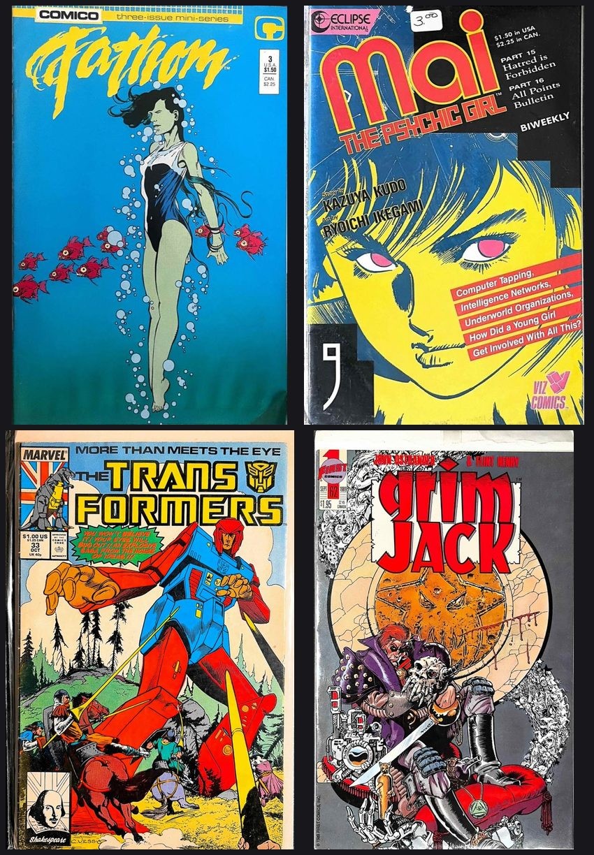Lotto fumetti fantascienza anni 80 — 4 fumetti (Fathom, Grimjack + altri 2)
