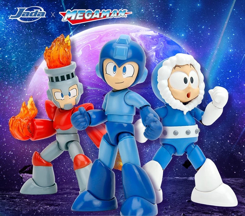 Jada Toys Mega Man Fire Man & Ice Man action figure articolate scala 1/12