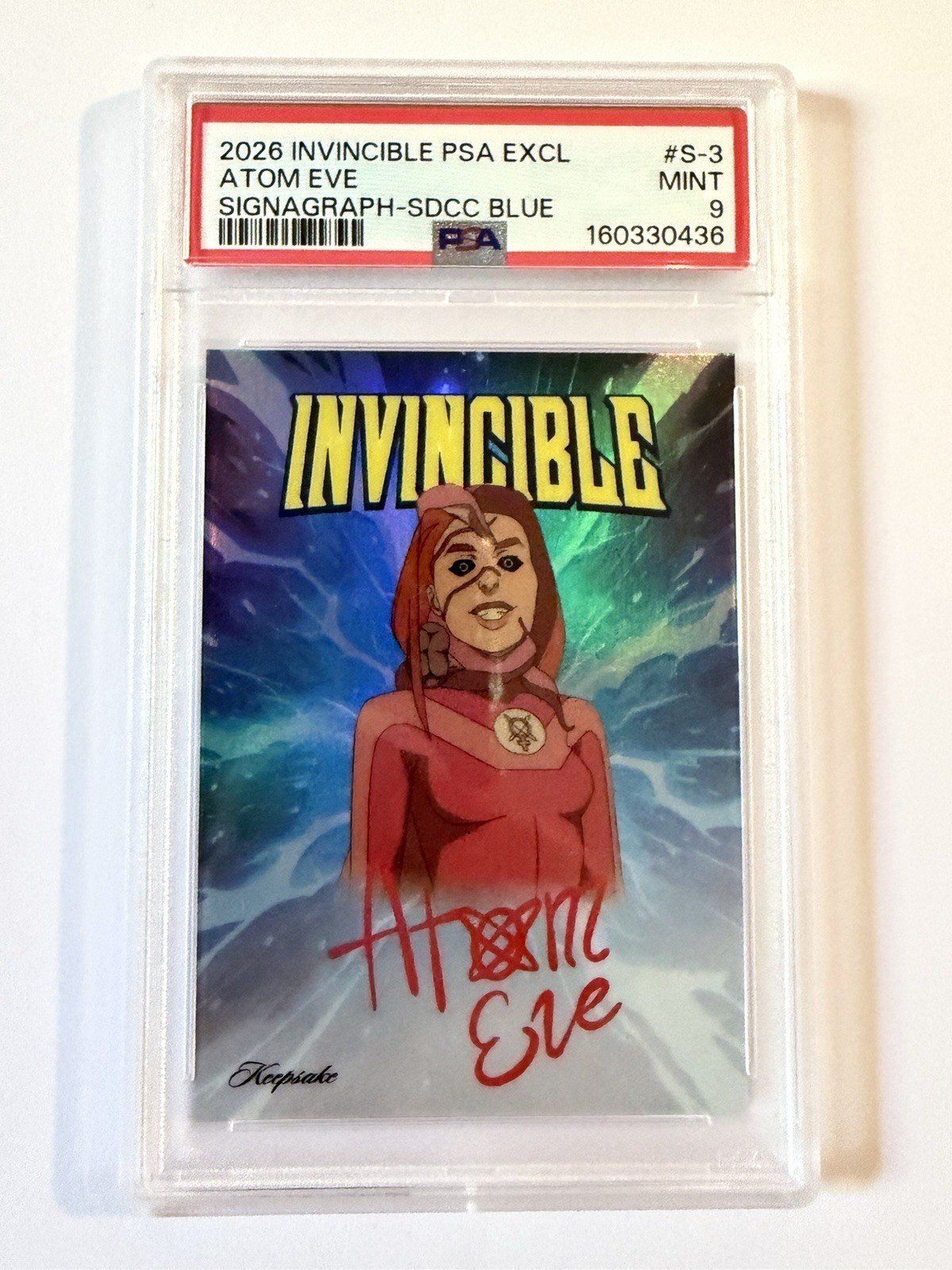 2026 Keepsake Invincible PSA Exclusive Atom Eve Signagraph SDCC Blue /25 PSA 9