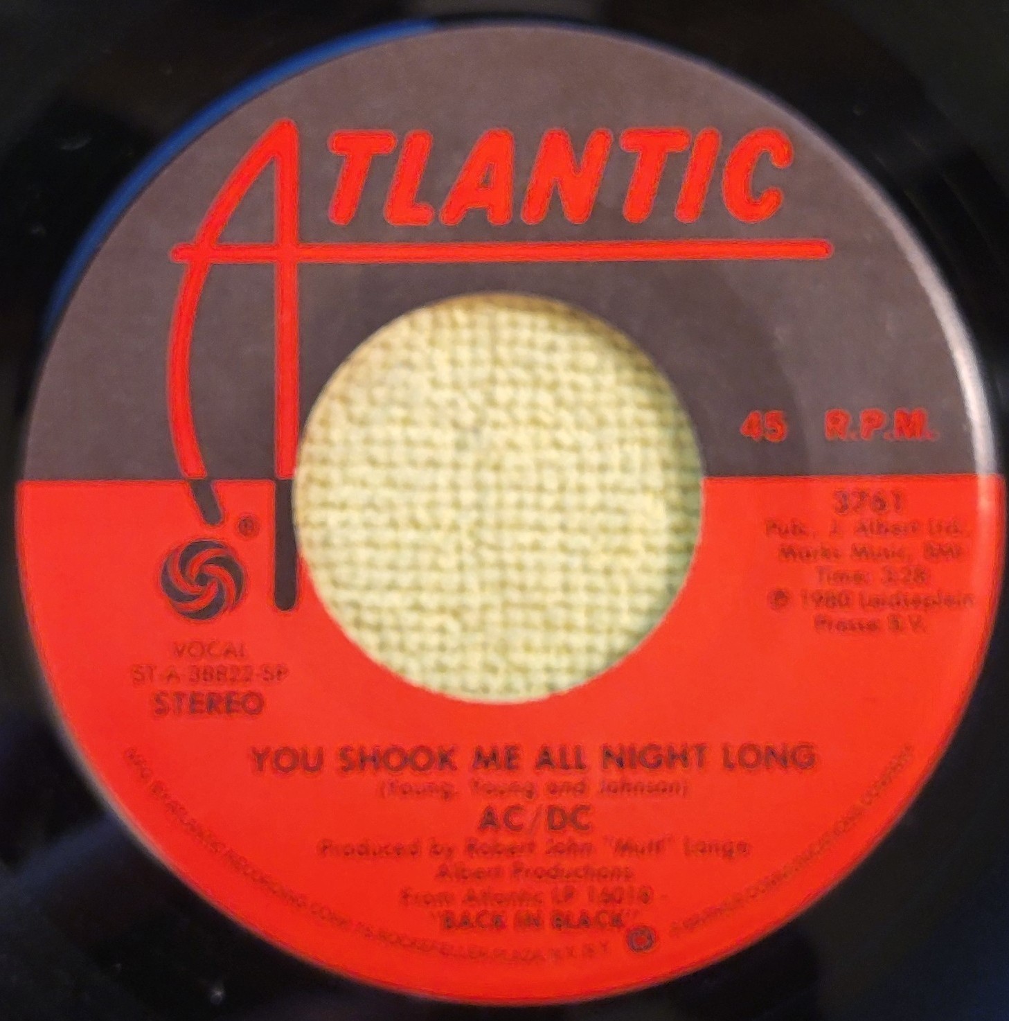 AC/DC "You Shook Me All Night Long / Have A Drink On Me" VG+