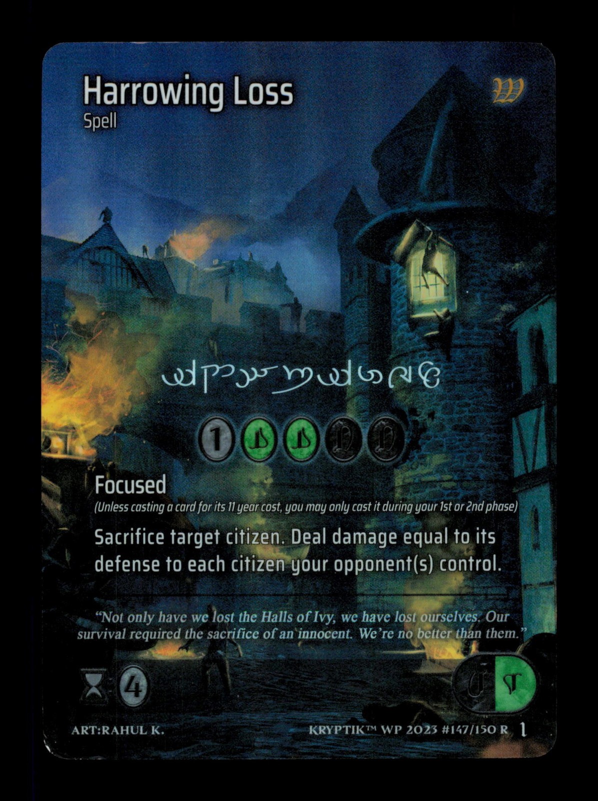 Harrowing Loss Spell 147/150 Rare Holo Kryptik TCG