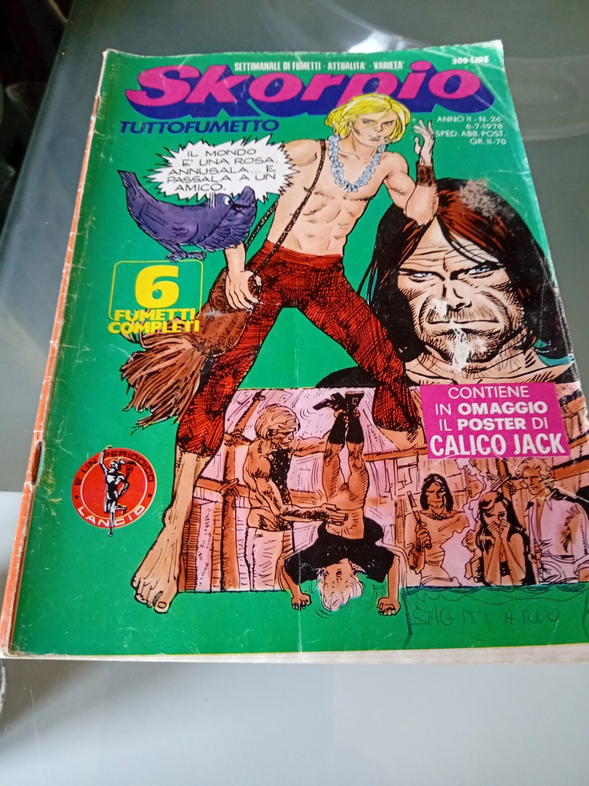 Skorpio Tuttofumetto N.26 1978 Lancio Magnus firmato con poster Calico Jack