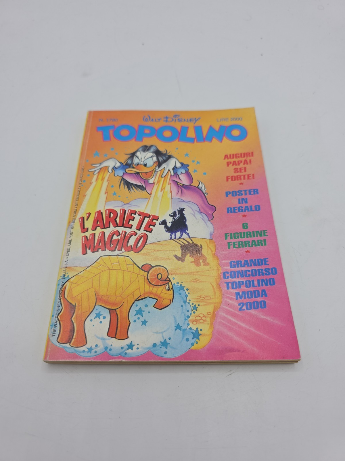 FUMETTO WALT DISNEY TOPOLINO NUMERO 1790 MONDADORI 1990 CON FIGURINE FERRARI
