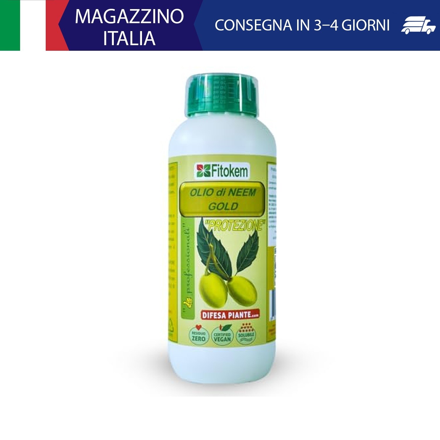 Fitokem Olio di Neem per Piante Gold Biologico 1Litro Potenziato con Zeolite e C