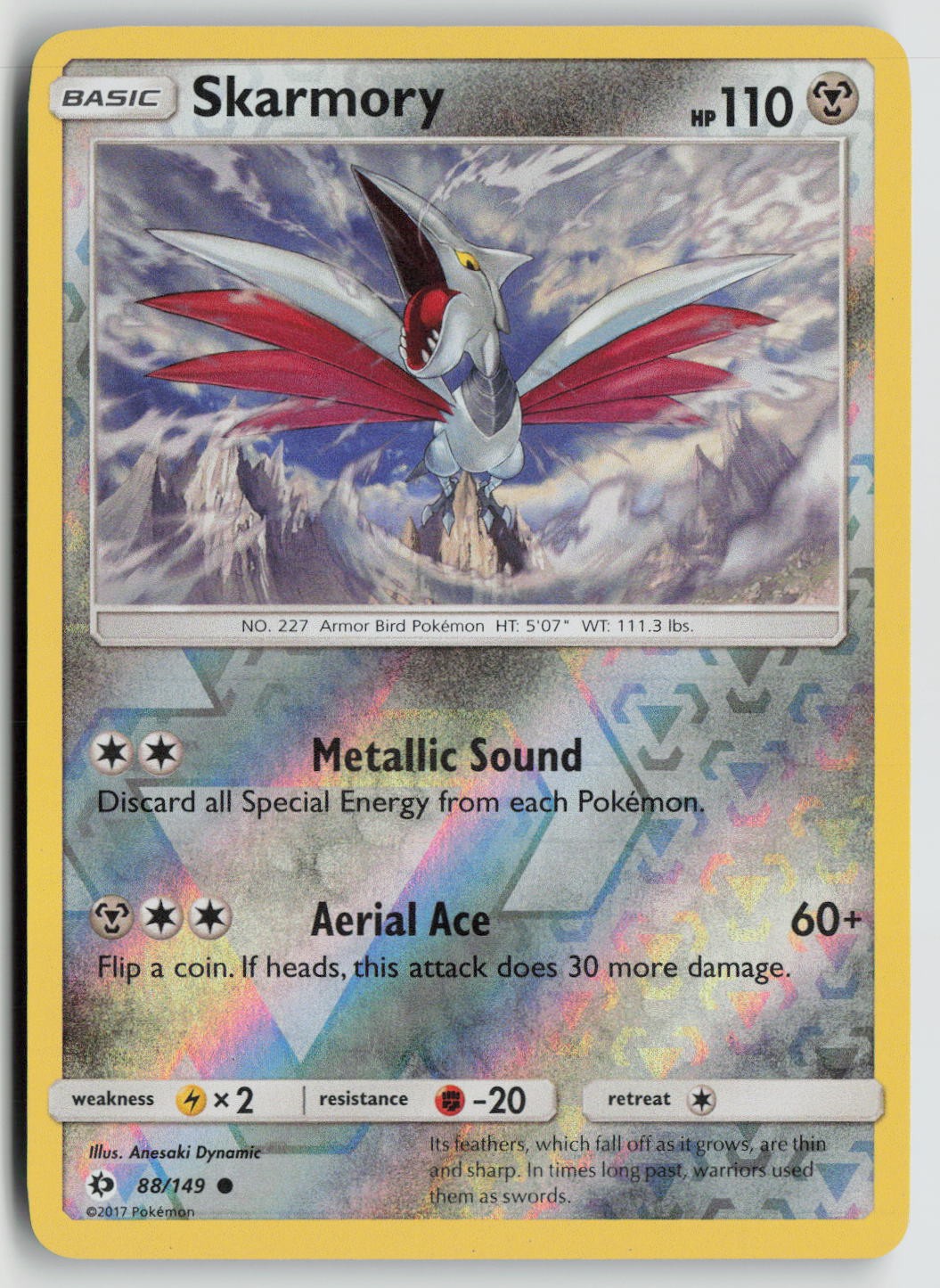 Skarmory SM Base Set 88/149 Reverse Holo NM