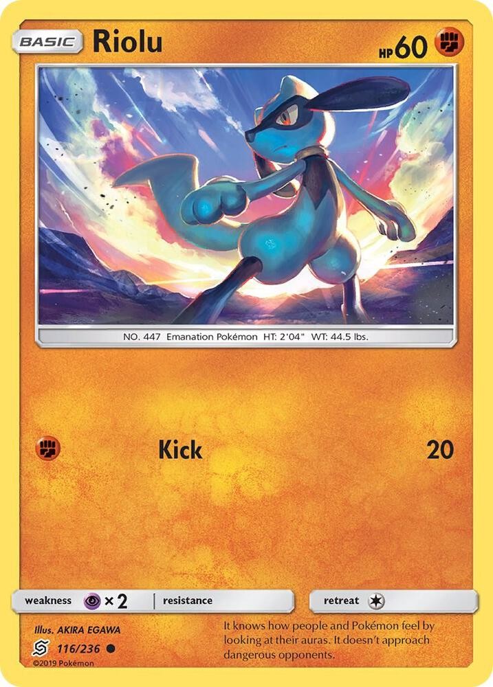 Riolu 116 #116/236 Sm - Unified Minds Common Pokemon TCG LP