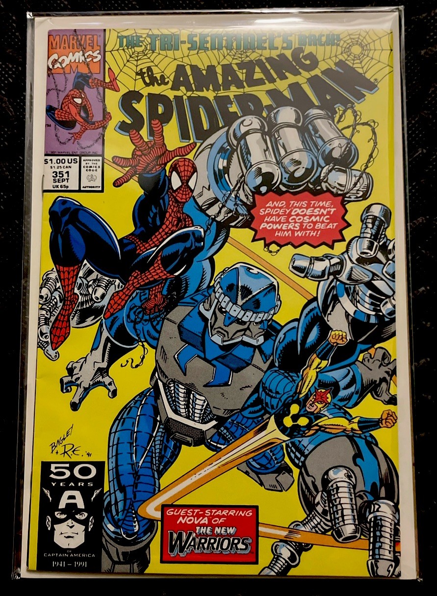 Marvel Comics Amazing Spider-Man #351 1991 Nova Tri-Sentinella 50 anni 