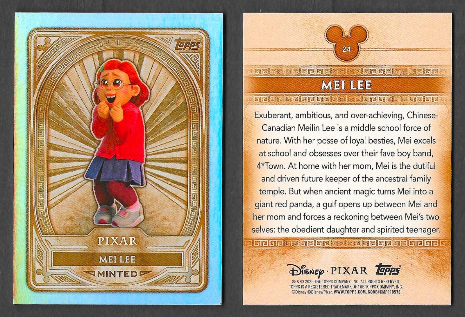 Topps Disney Mint 2025 #24 Mei Lee Turning Red Bronze Tier Minted Card