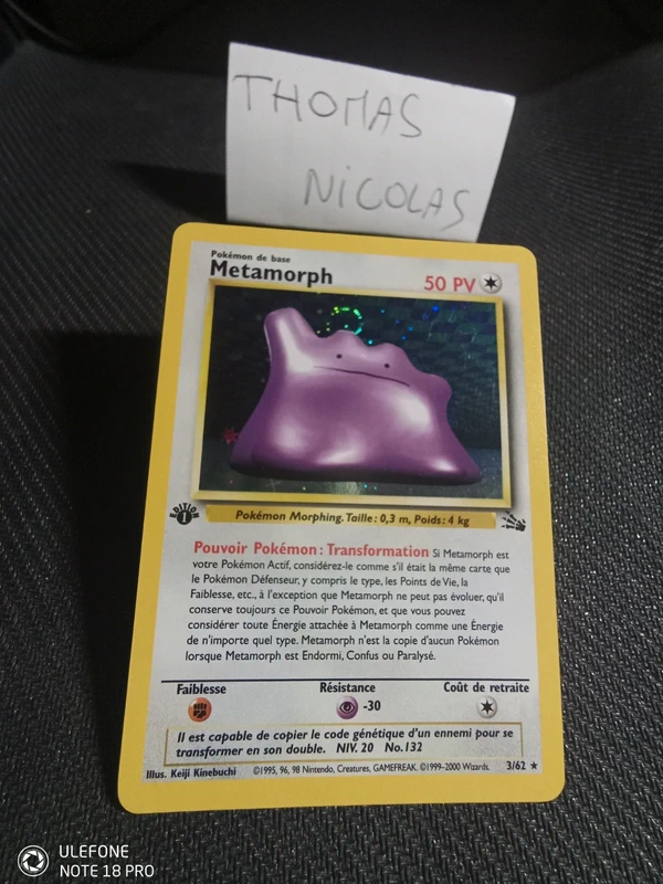 carte Pokémon métamorphe Holo fossil édition 1
