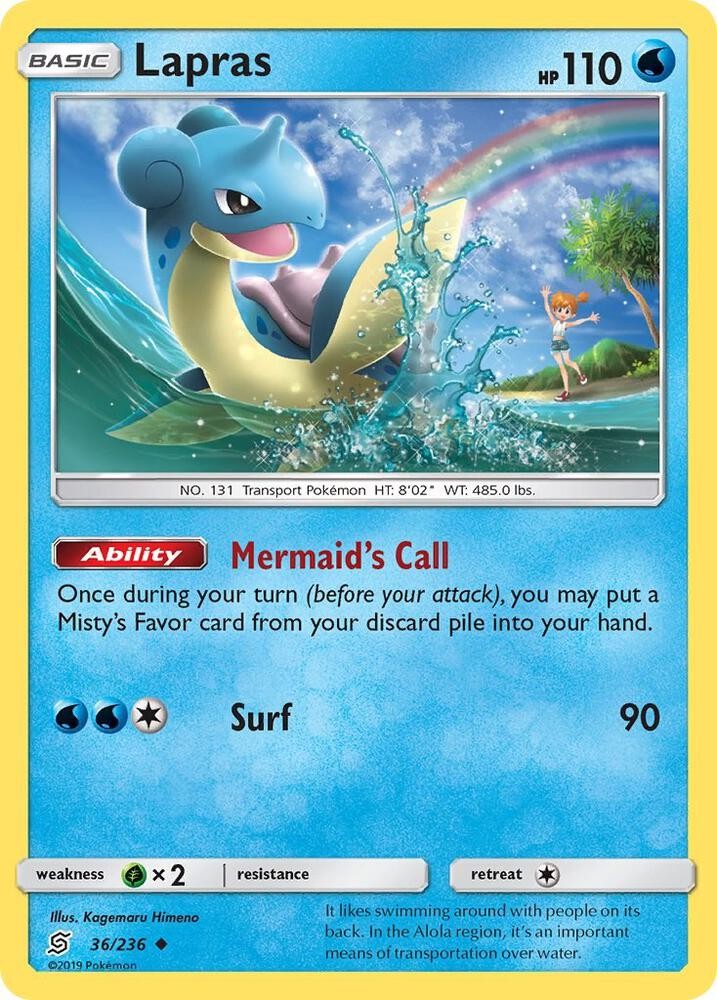Lapras #36/236 Sm - Unified Minds Pokemon non comune TCG LP