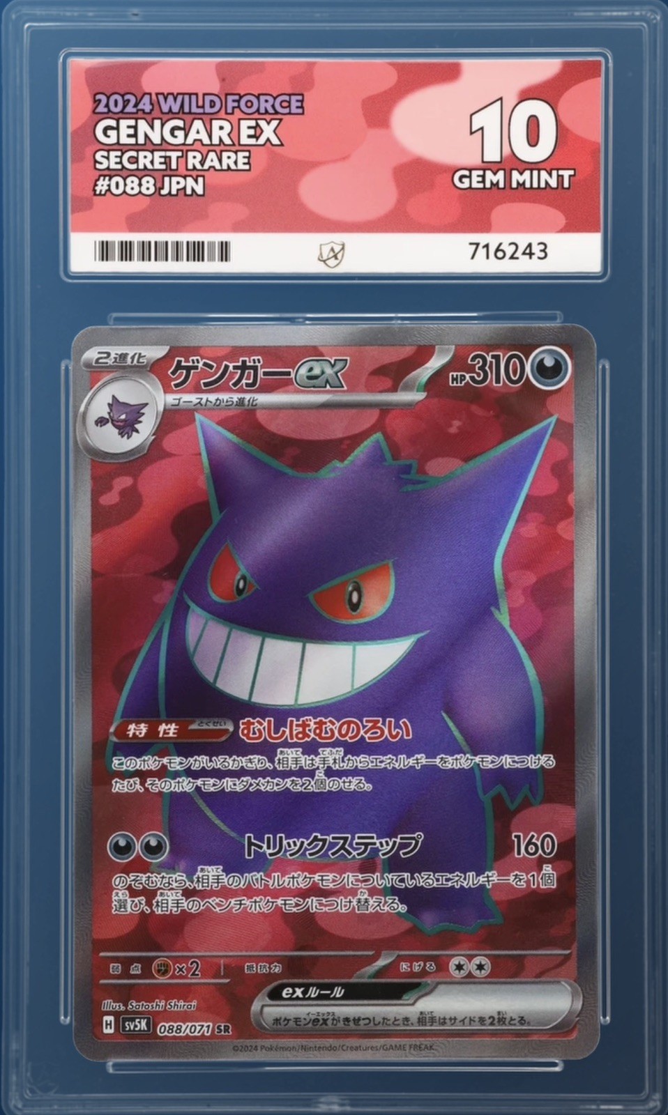 2024 Pokemon Gengar EX 088/071 Japanese Wild Force PERFECT 10 QUAD 10 SR