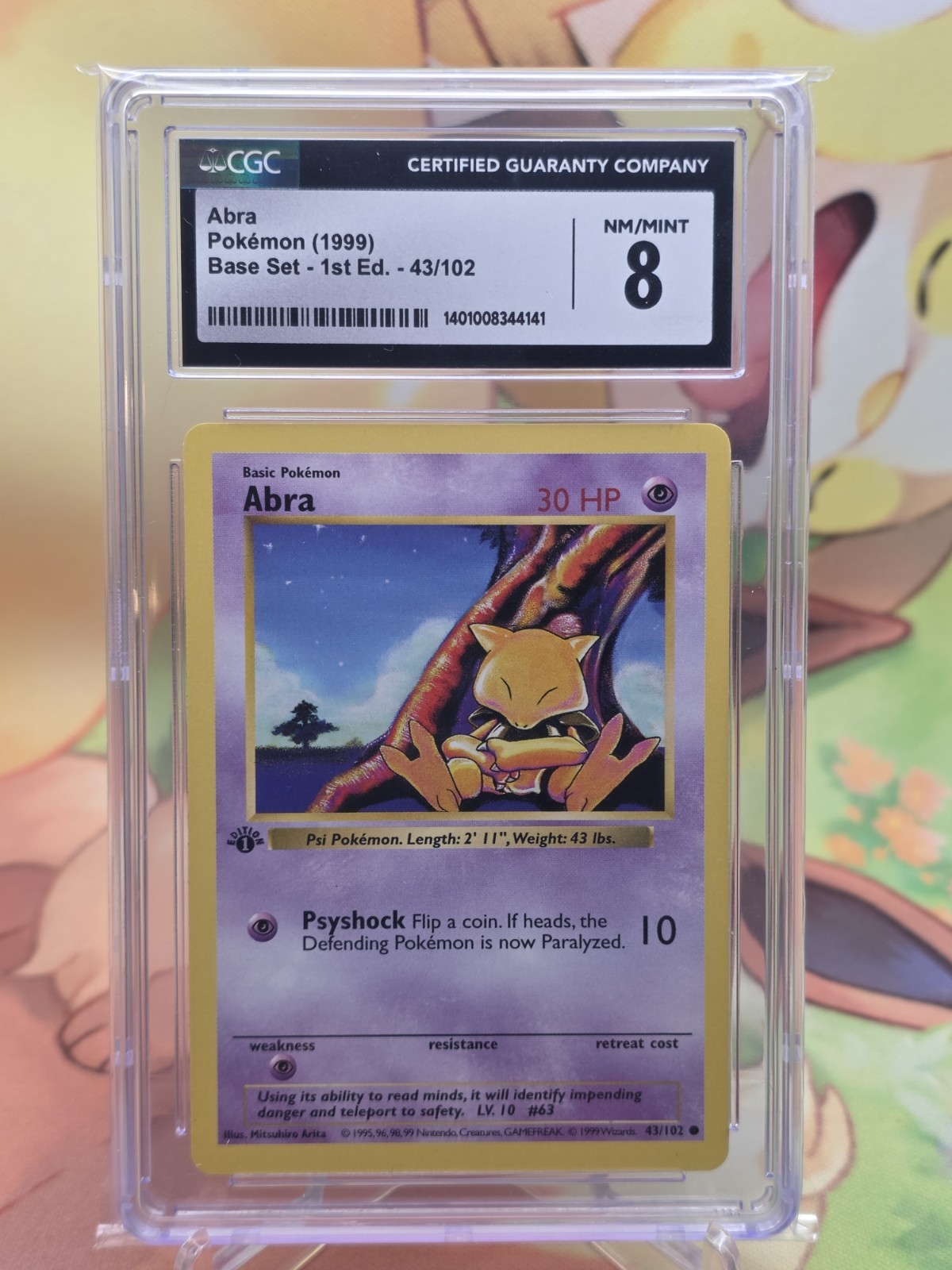 Abra Set Base Shadowless 1° Edizione Comune 43/102 Pokemon TCG wotc CGC 8 NM-MT 