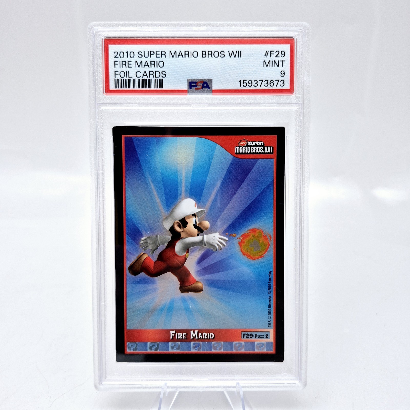 Nintendo Super Mario Wii Fire Mario 2010 #F29 PSA 9 Foil Enterplay