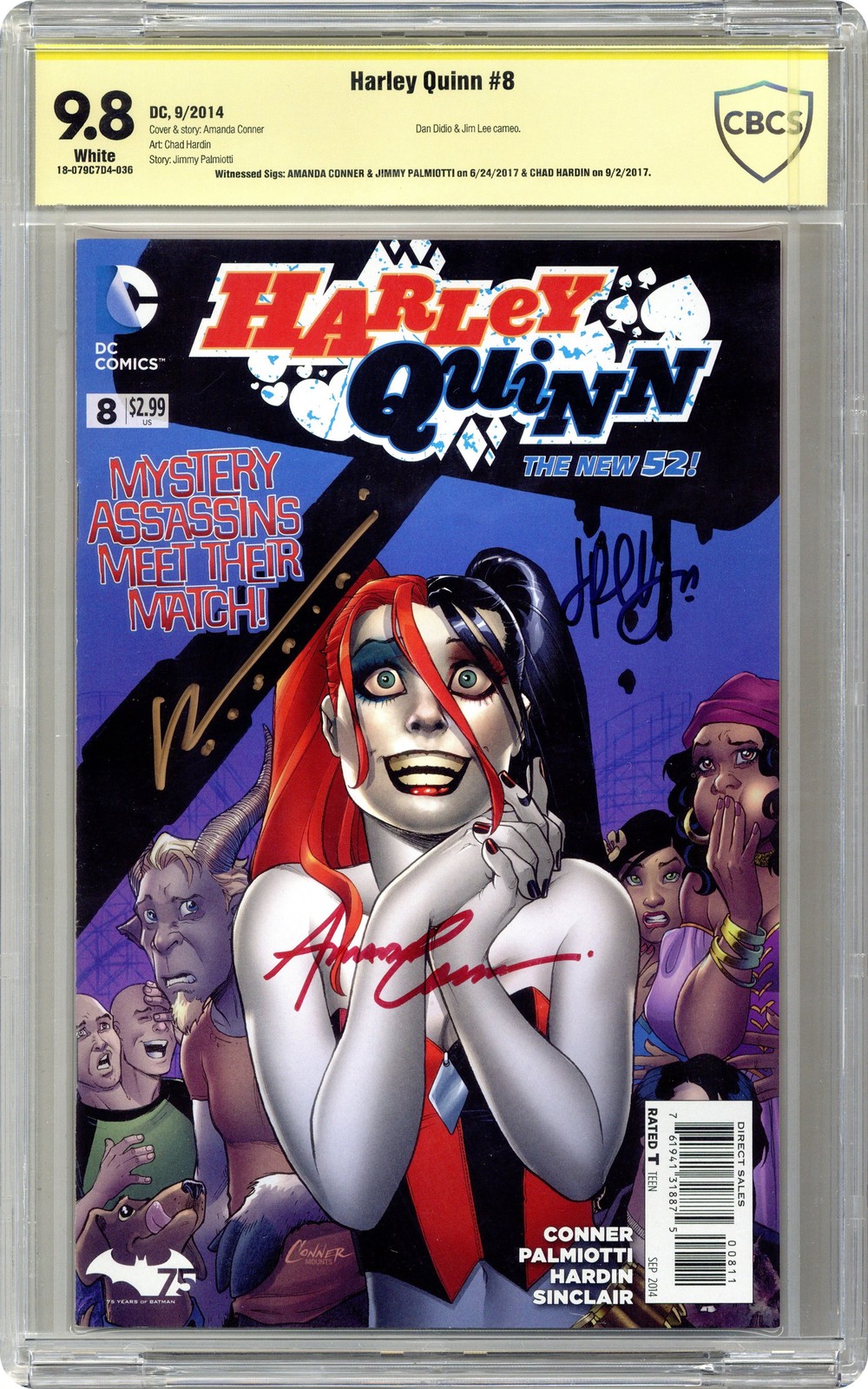 Harley Quinn #8A CBCS 9.8 Testimone Sig Conner/Palmiotti/Hardin 2014