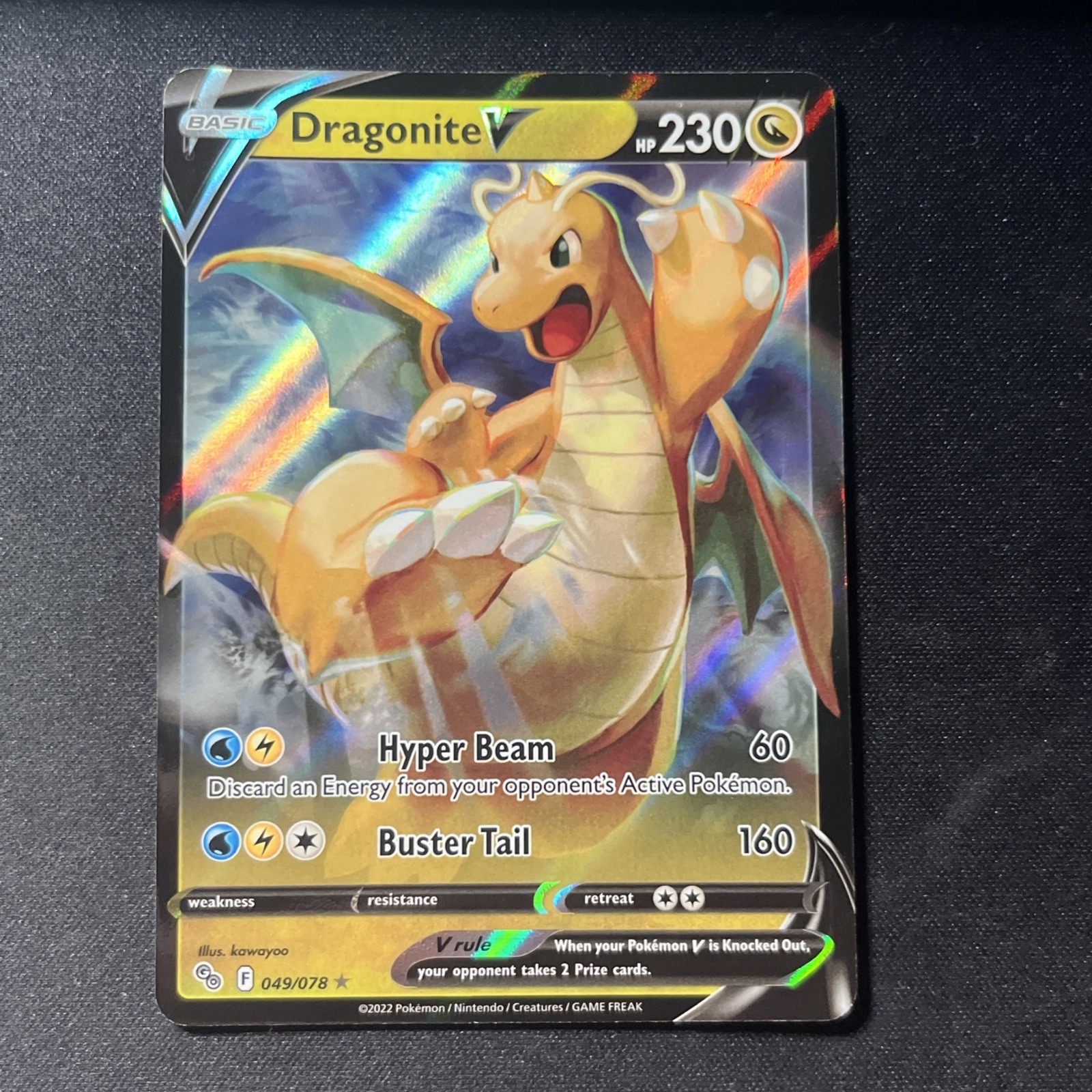 Dragonite V 049/078 Holo V Raro Pokemon GO Pokemon quasi come nuovo