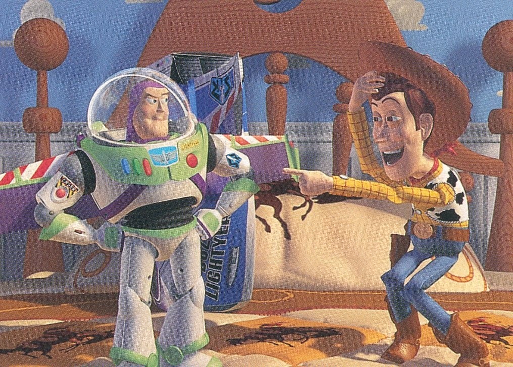 Carta promozionale VHTF 1995 Skybox Toy Story serie 1 S1 Woody e Buzz Lightyear