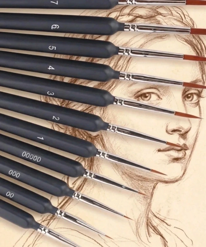 11 pennelli punta extra fine ideale per pittura di precisione