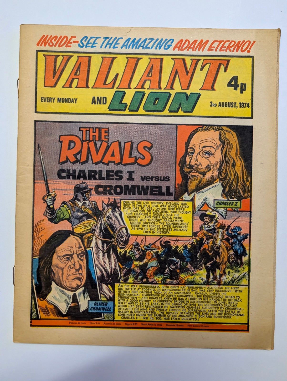 Valiant and Lion Comic 3rd August 1974, Fleetway Publications.