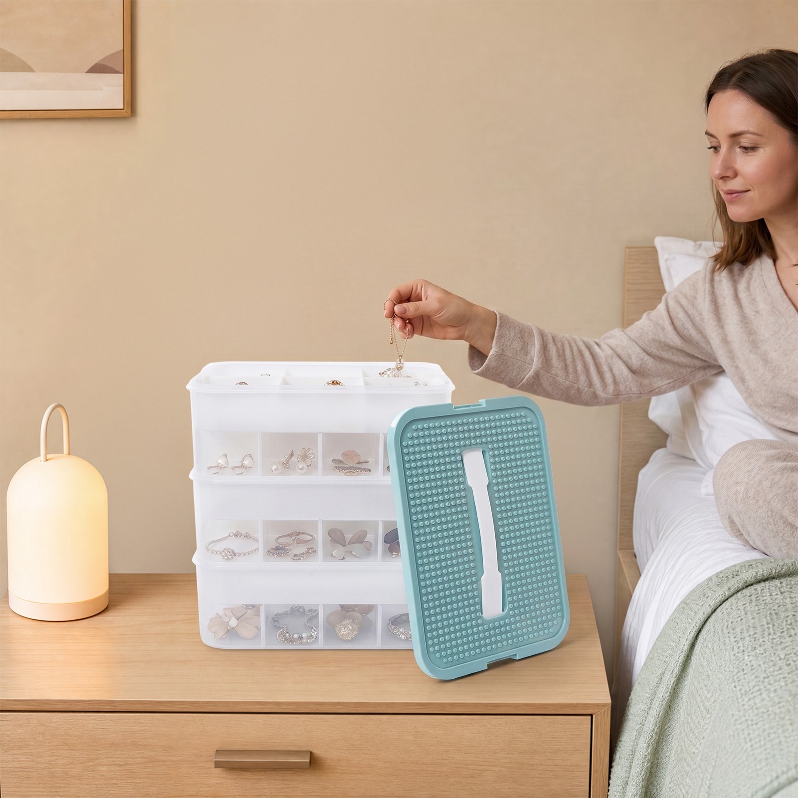 Scatola Portagiochi con Divisori, Scatola Organizer per Bambini, Contenitore Impilabile