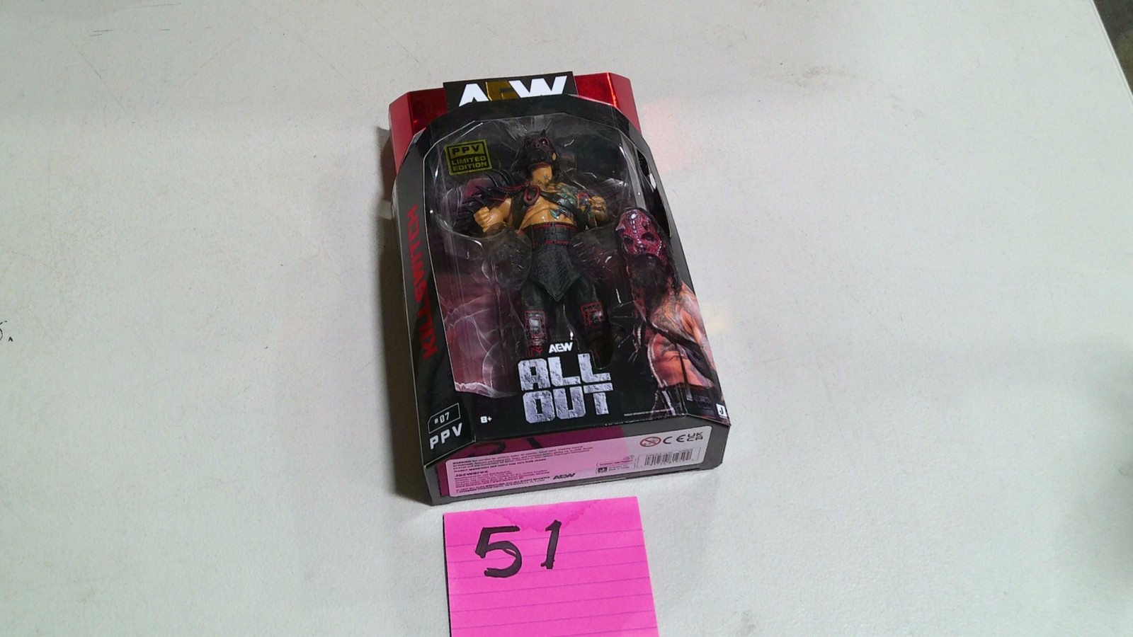 AEW All Out Killswitch Action Figure 1:12 Giocattolo Black Wrestling Usato in Scatola