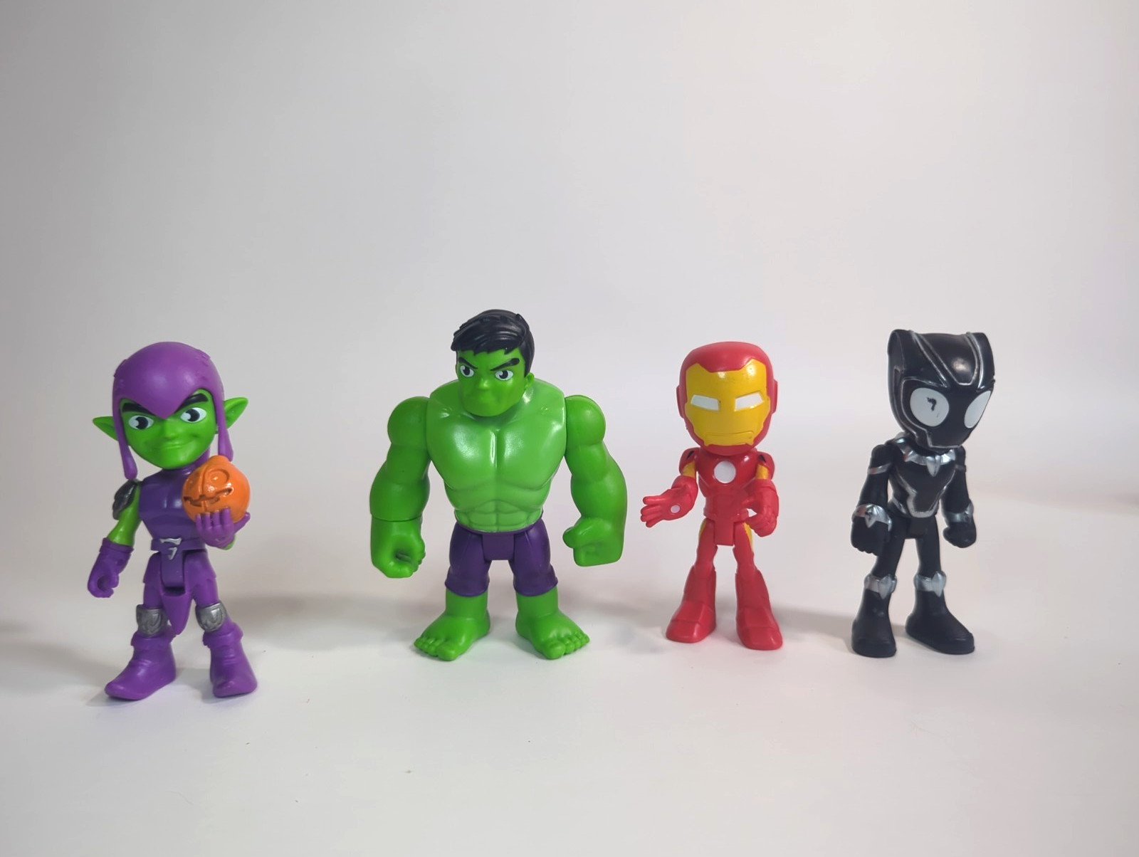 4 Marvel Spidey & His Amazing Friends Figures Hulk Goblin Iron Man Panther B6