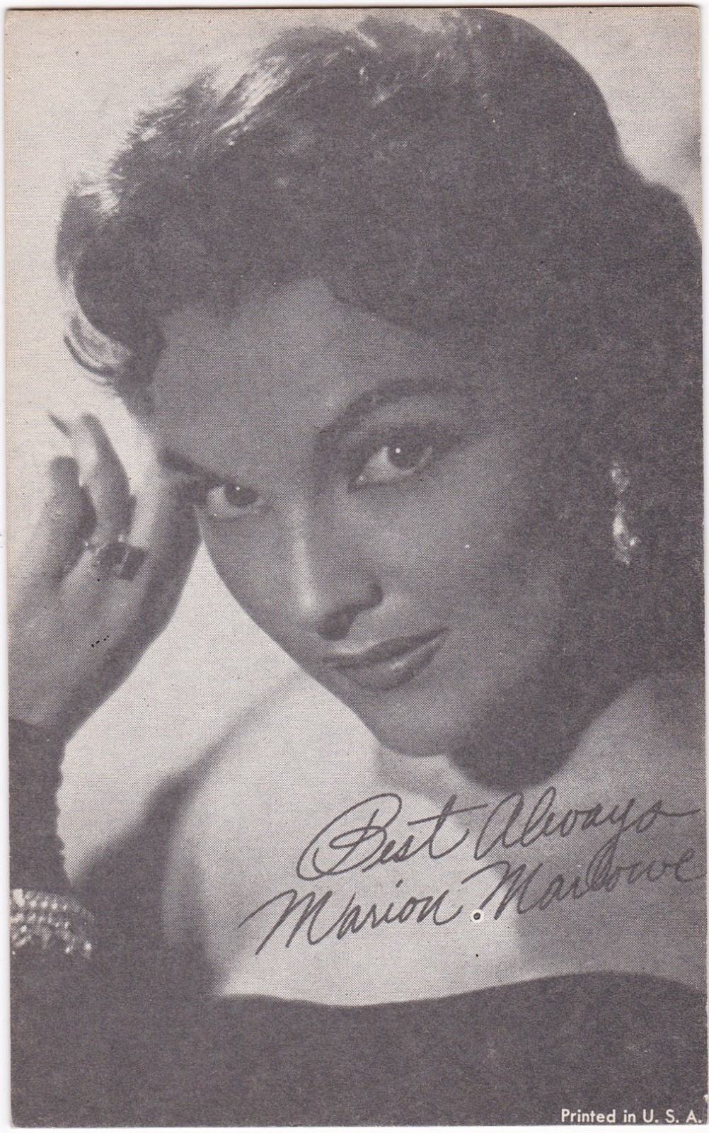 EXHIBIT CO. ARCADE VOCALISTS CARD ANNI 50 MARION MARLOWE!! RARA, CARTA POPOLARE!!