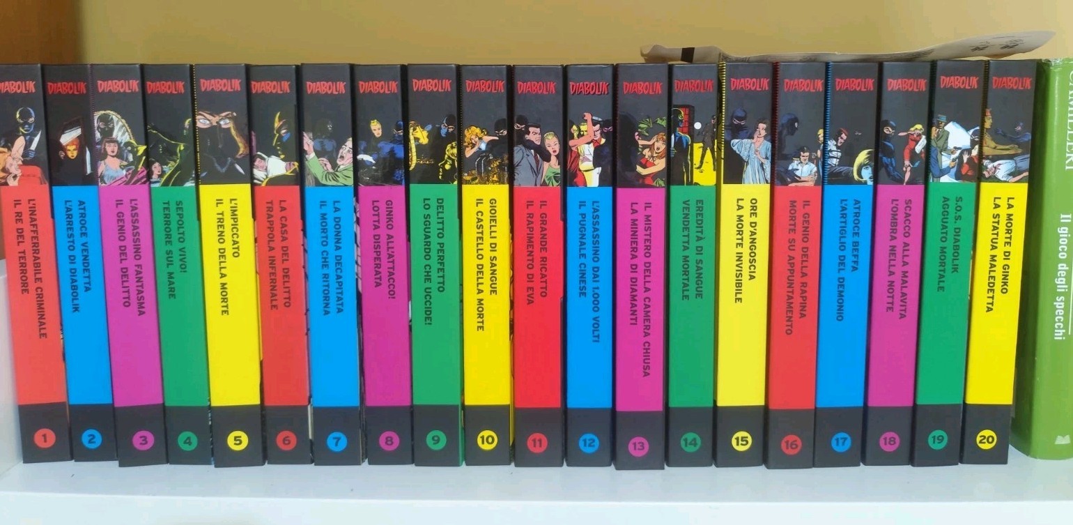 Diabolik Le Origini del Mito lotto 20 fumetti 1974 Giussani ITA B/N