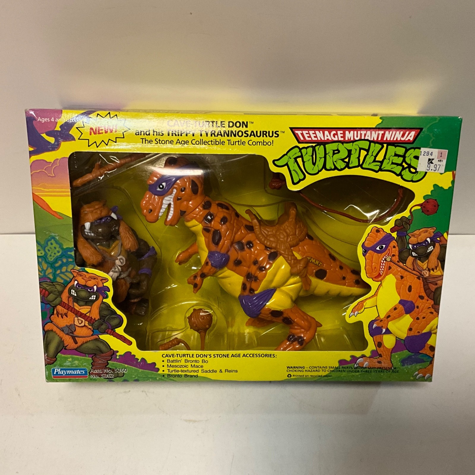 Vintage 1993 TMNT SIGILLATO Cave Turtle Don Teenage Mutant Ninja Turtles Crisp Box