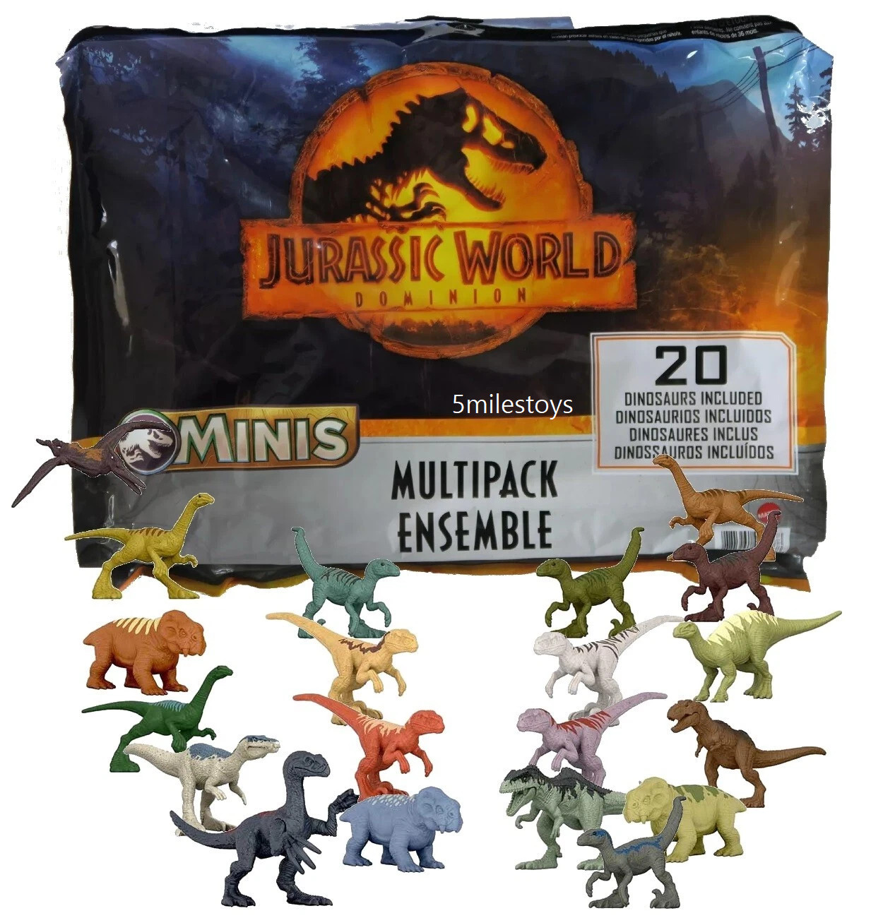 Jurassic World Dominion 20 mini dinosauro confezione multipla Tyrannosaurus Rex e altro
