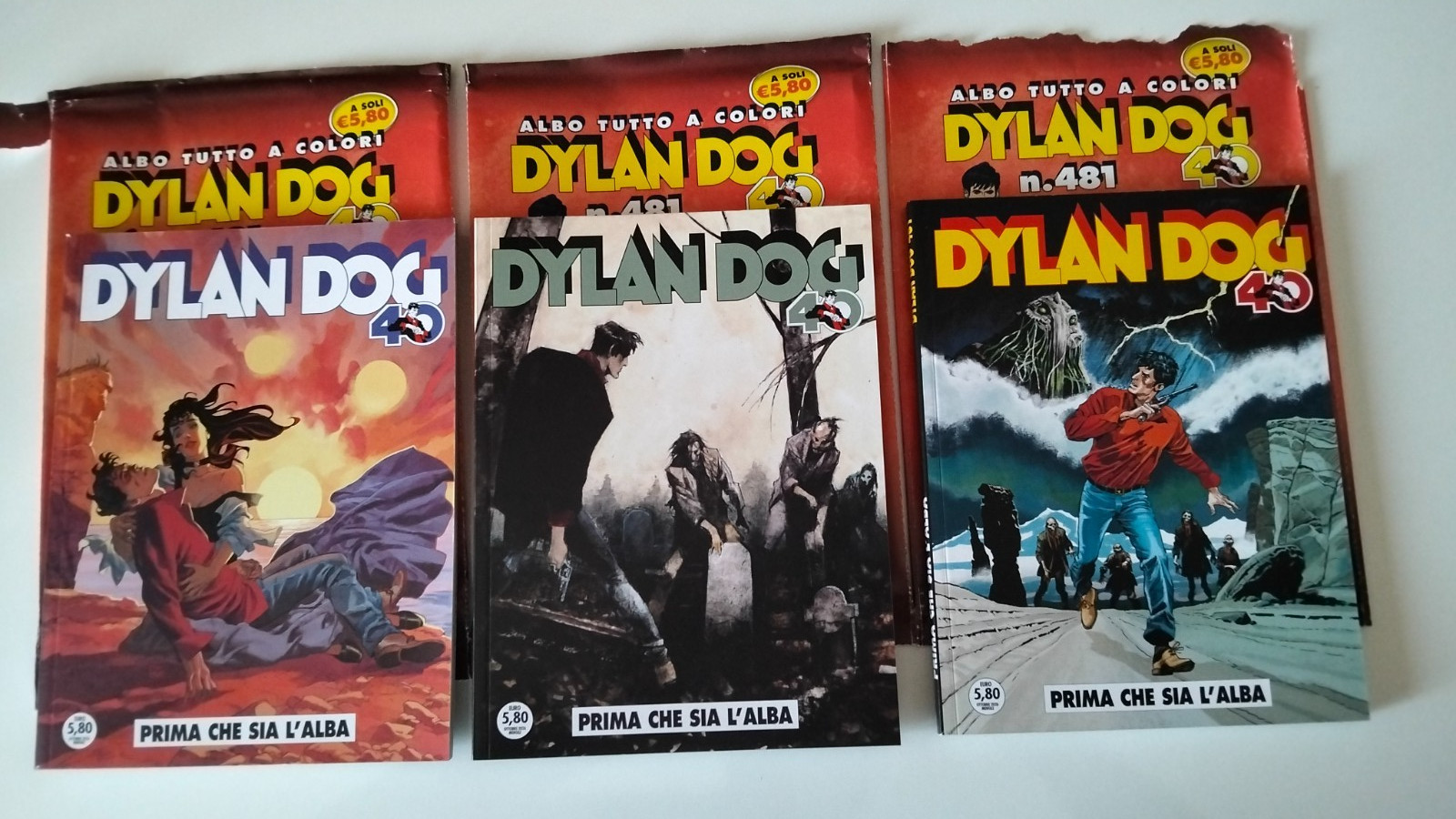 Dylan Dog n.481 “Prima che sia l'alba” Variant Cover lotto 3 fumetti a colori