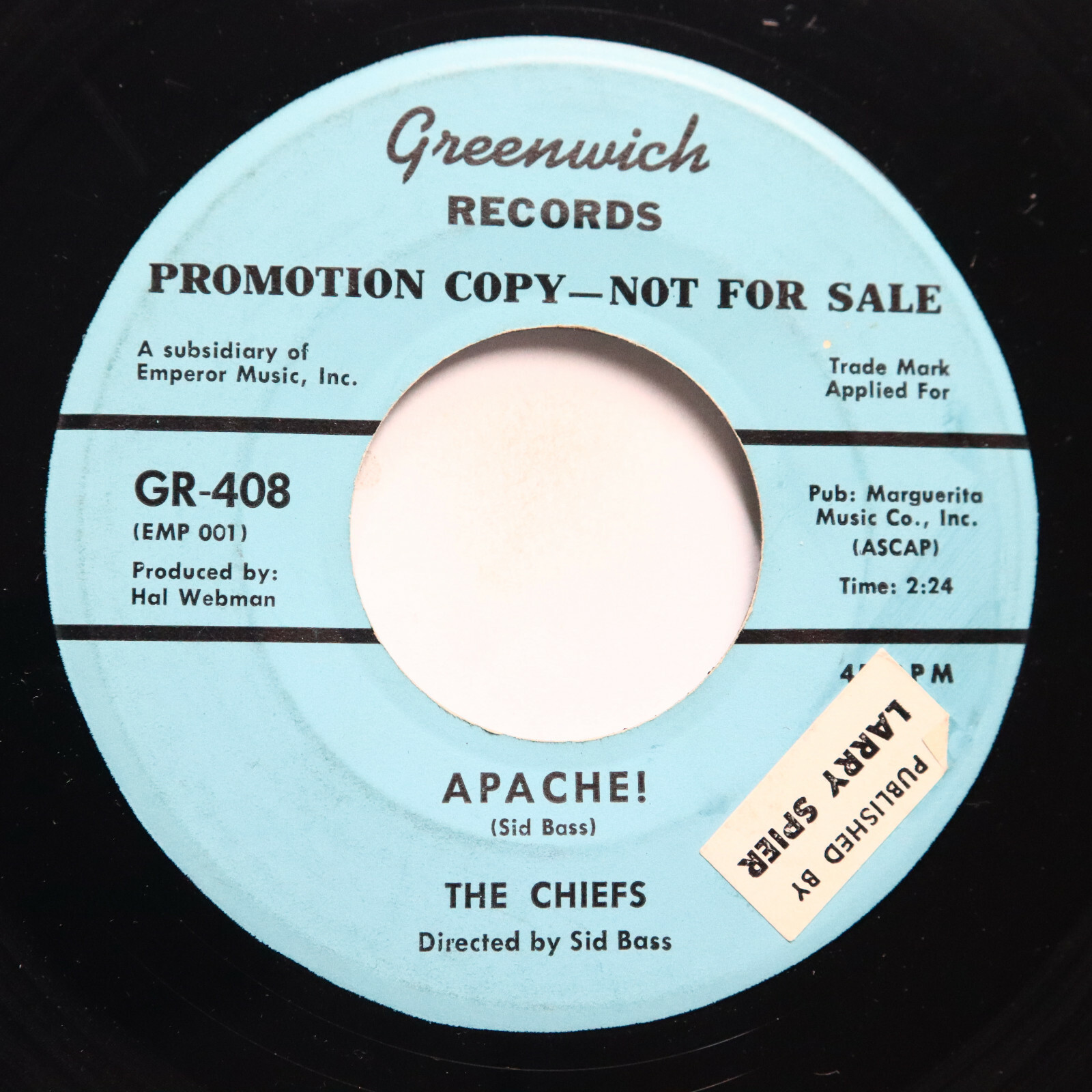 CHIEFS - APACHE!/ DEE'S DREAM - SOUL 45 *PROMO*