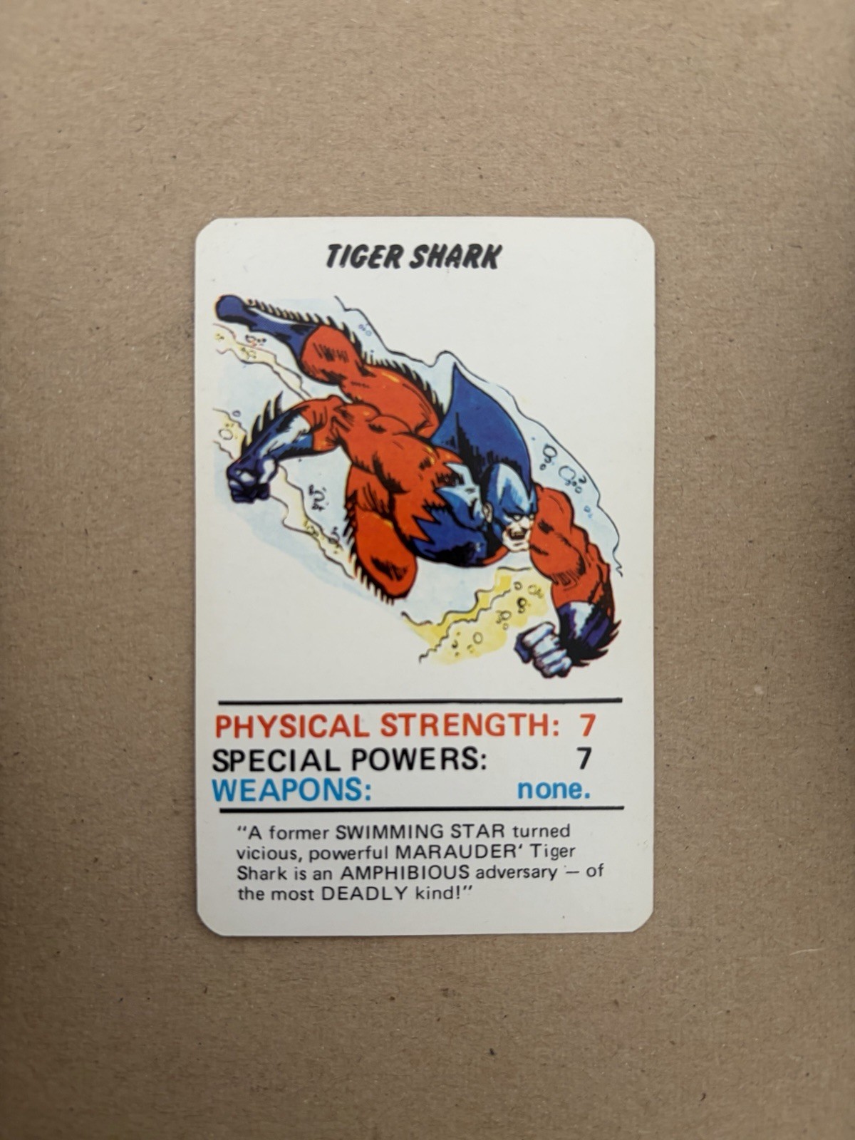 Tiger Shark 1977 Marvel Super Heroes Card Excellent Condition 