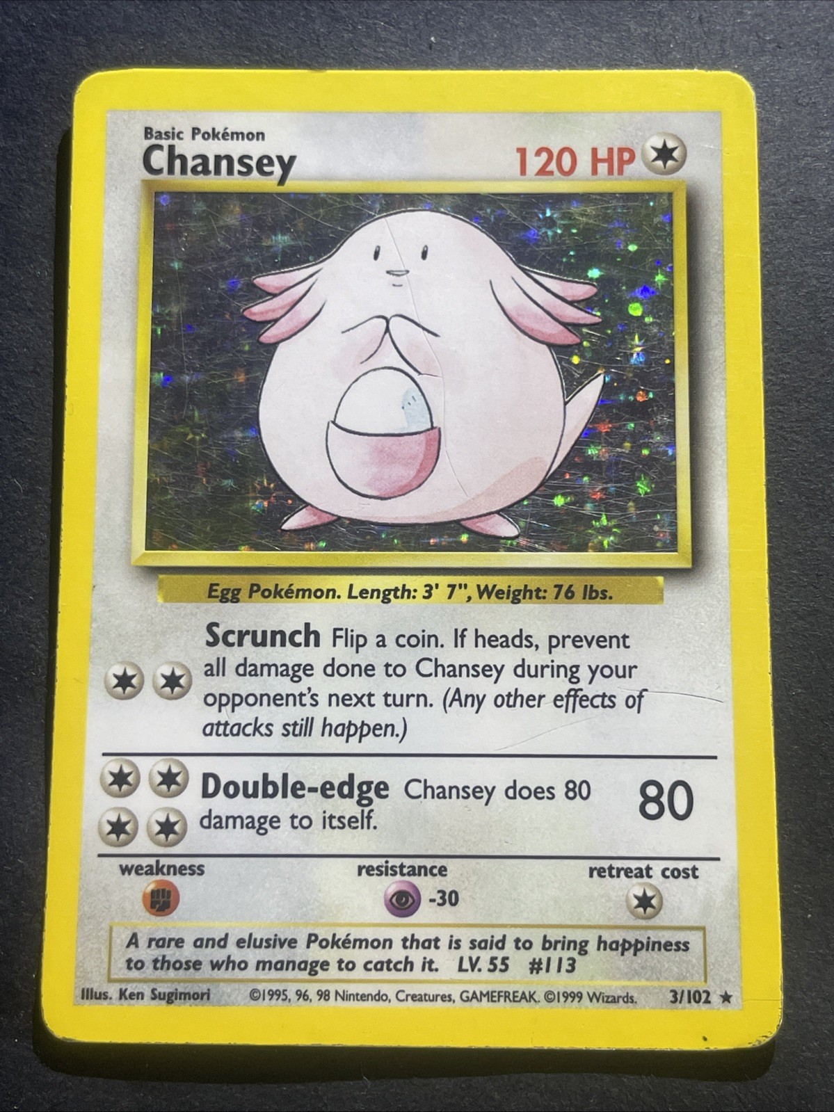 Carta Pokemon - Chansey Holo Rara Set Base 3/102 - Hp