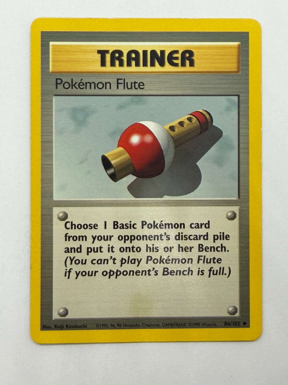 Pokemon Flute 86/102 Uncommon Base Set Shadowless Pokemon Unlimited Near Mint