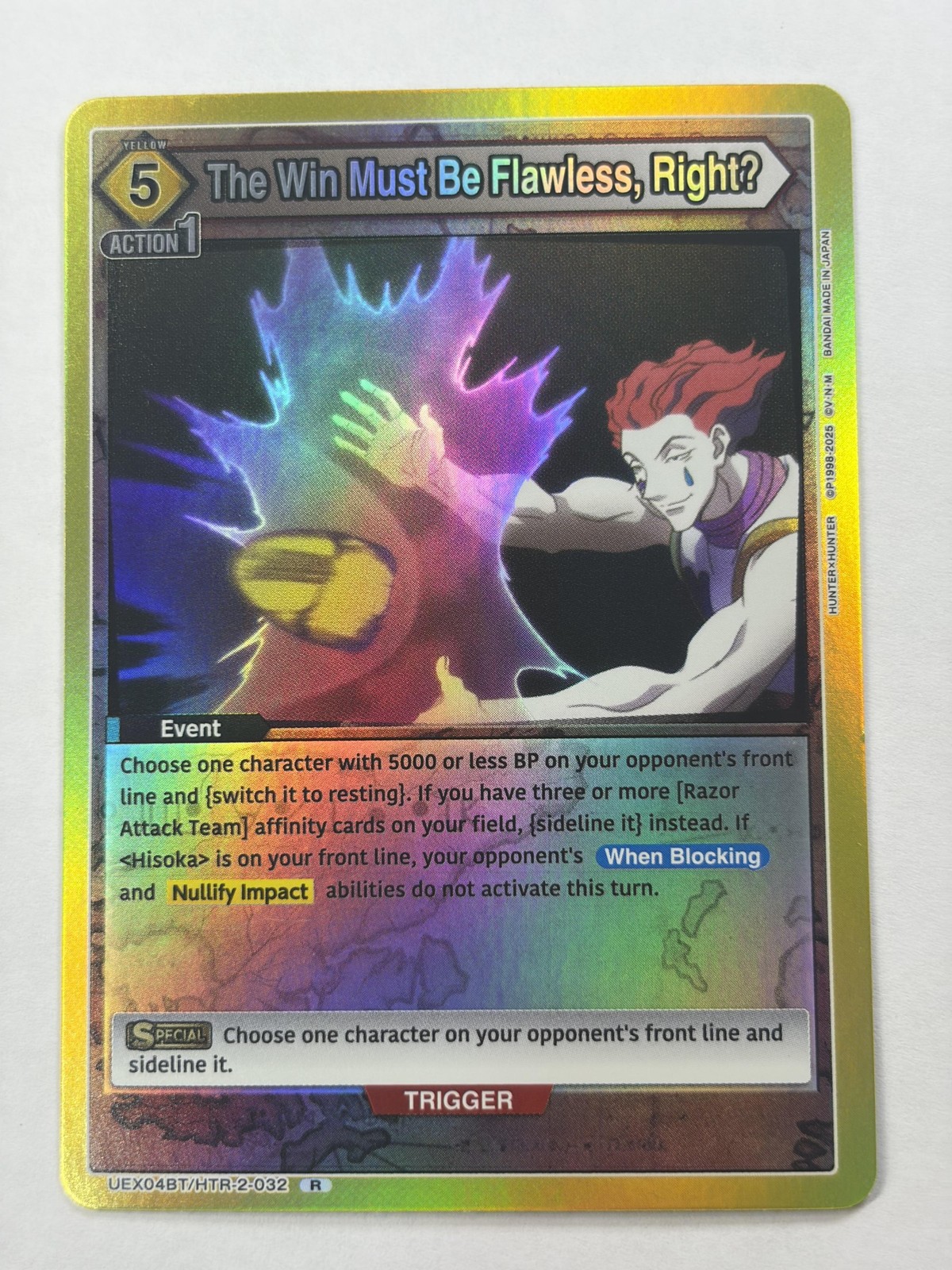 Bandai Hunter X Hunter Union Arena Hisoka ologramma carta non sportiva quasi nuova Giappone