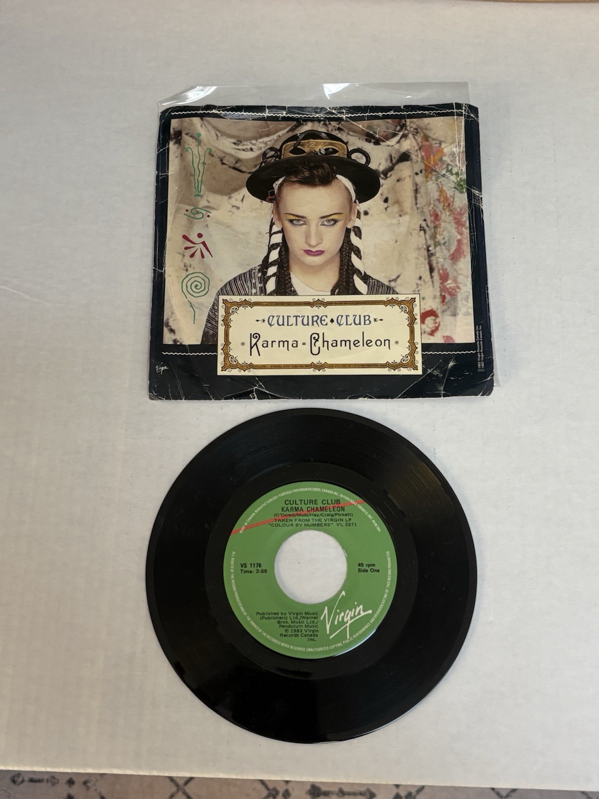 Culture Club Karma Chameleon 7" Vinyl Single 45 RPM Virgin Canada 1983